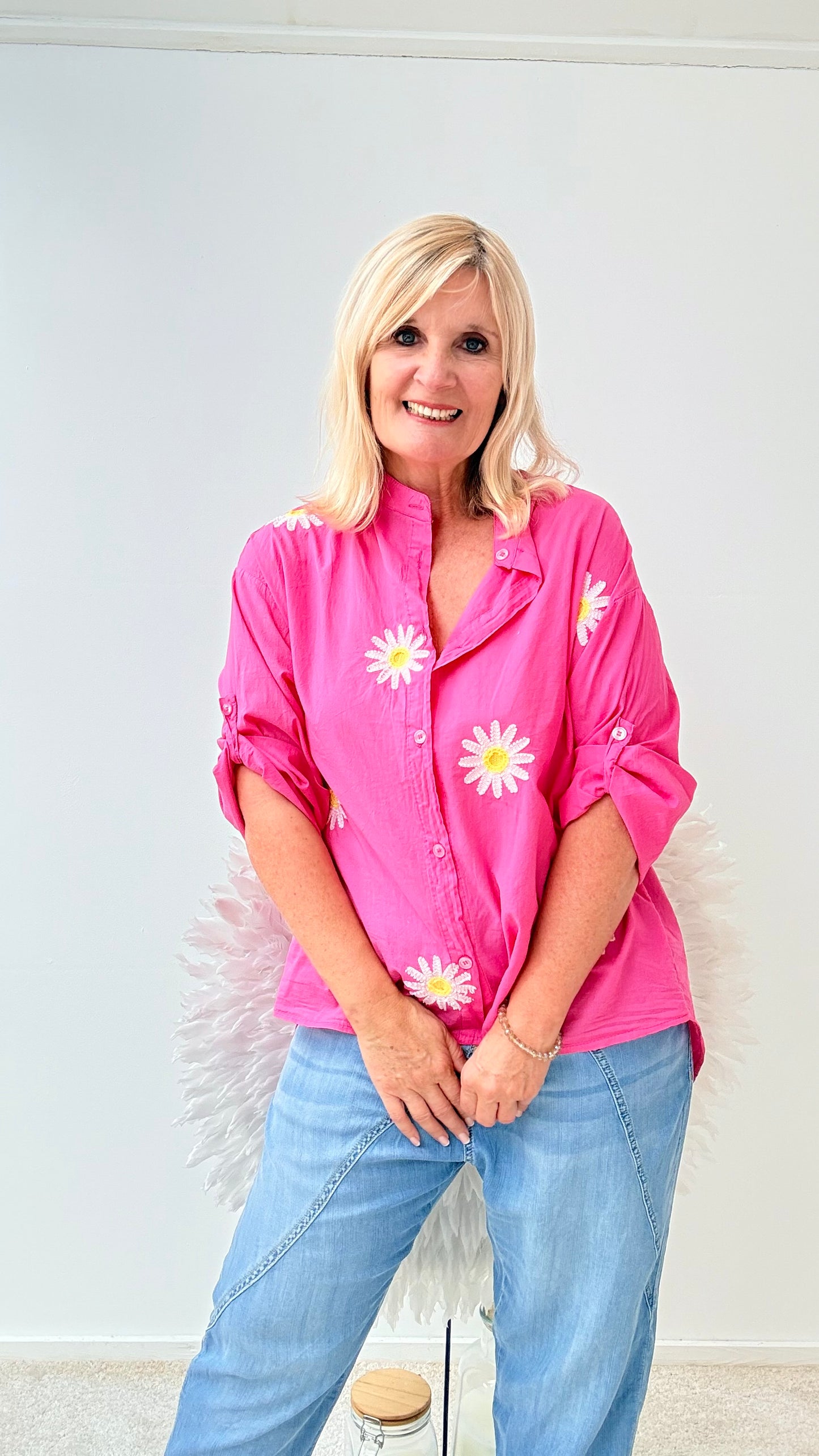 BLUSE " MIT BLÜTEN"PINK