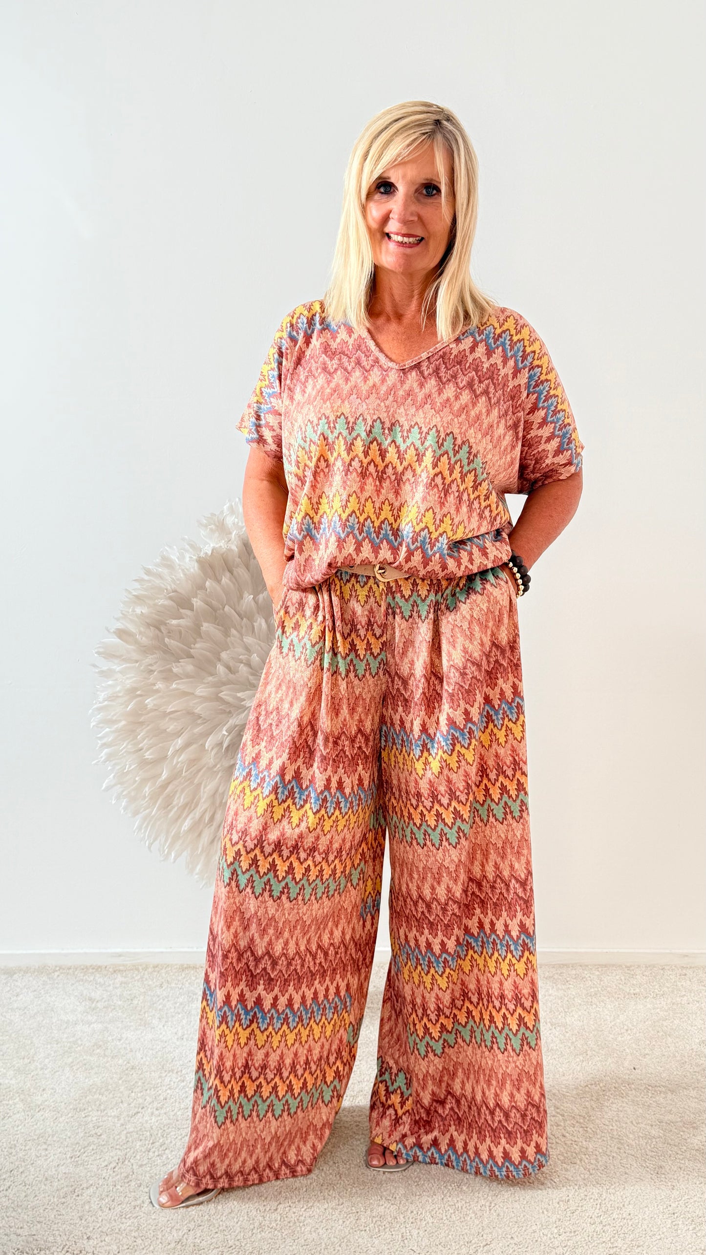 2 TEILER BLUSE & HOSE" MISSONI MUSTER" HELL