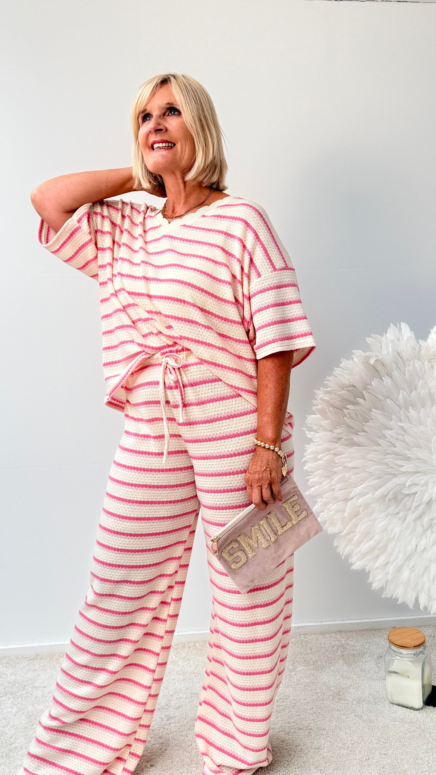 COZY 2 TEILER IM SOMMERSTRICK" Rosa"