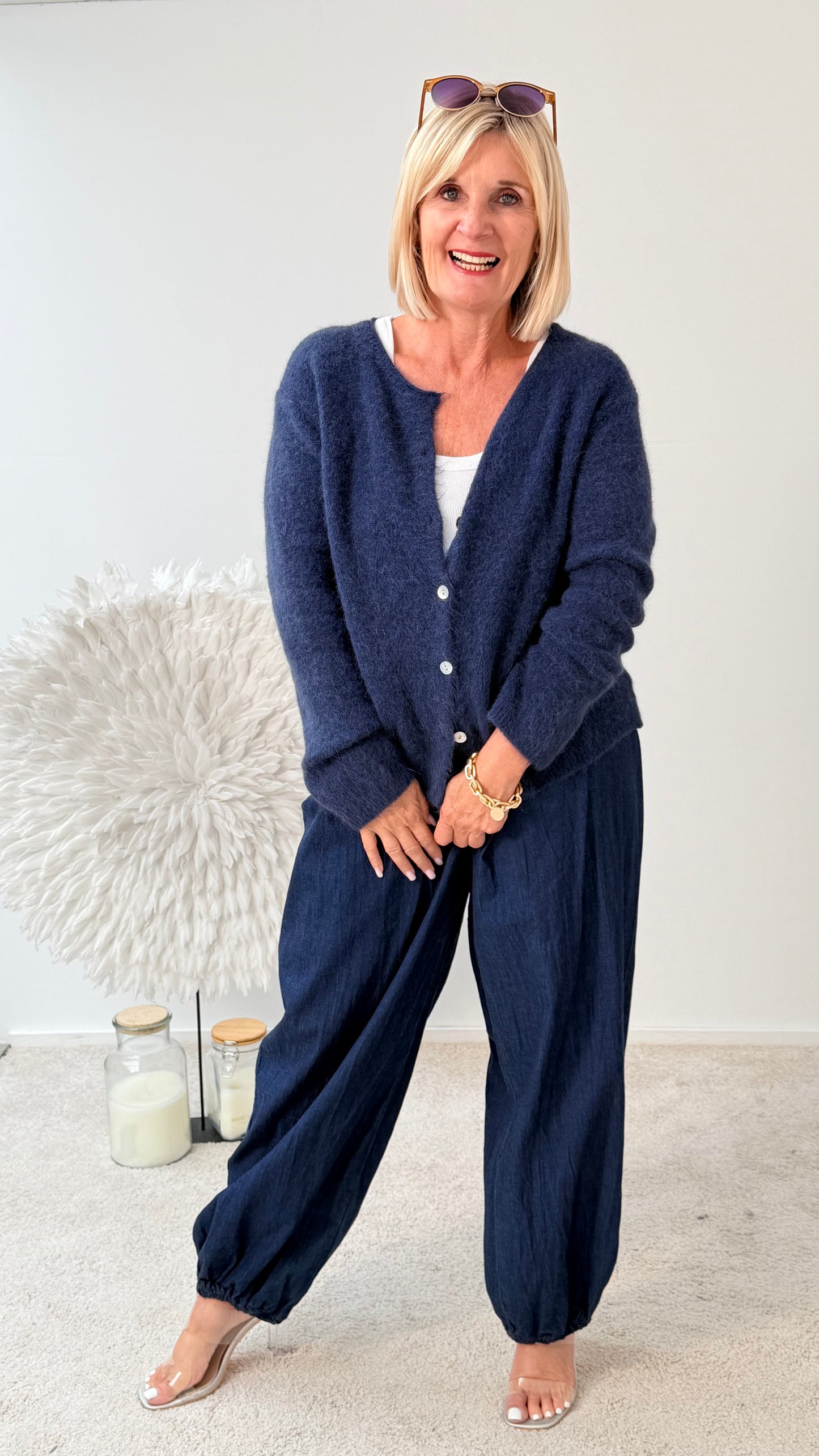 STRICKJACKE " MINU" BLAU