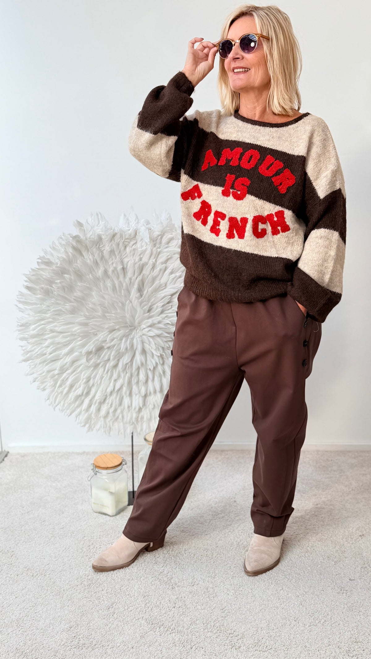 PULLI " AMOUR" BRAUN / BEIGE