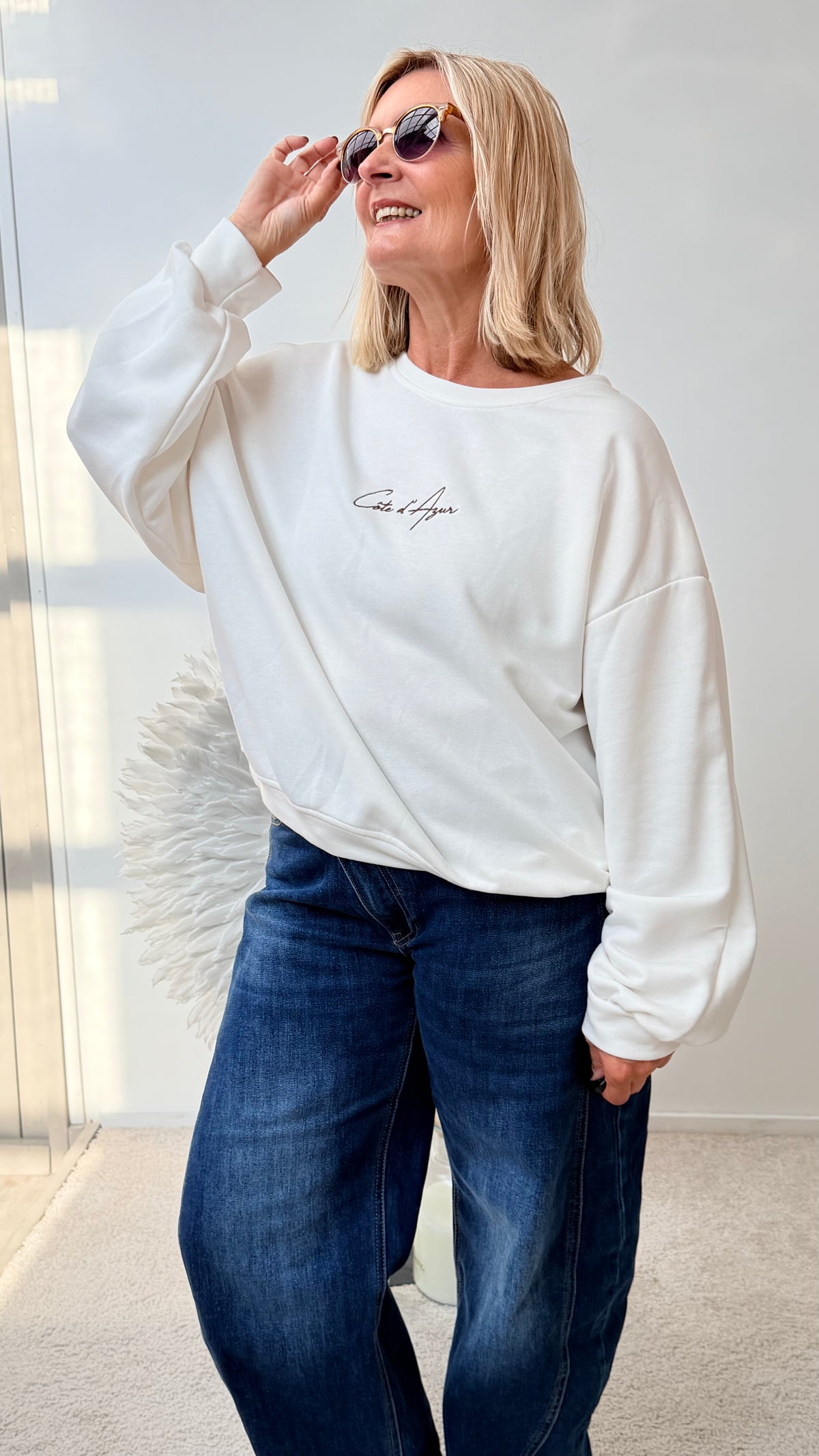 SWEATSHIRT "COTE DE AZUR" ECRU