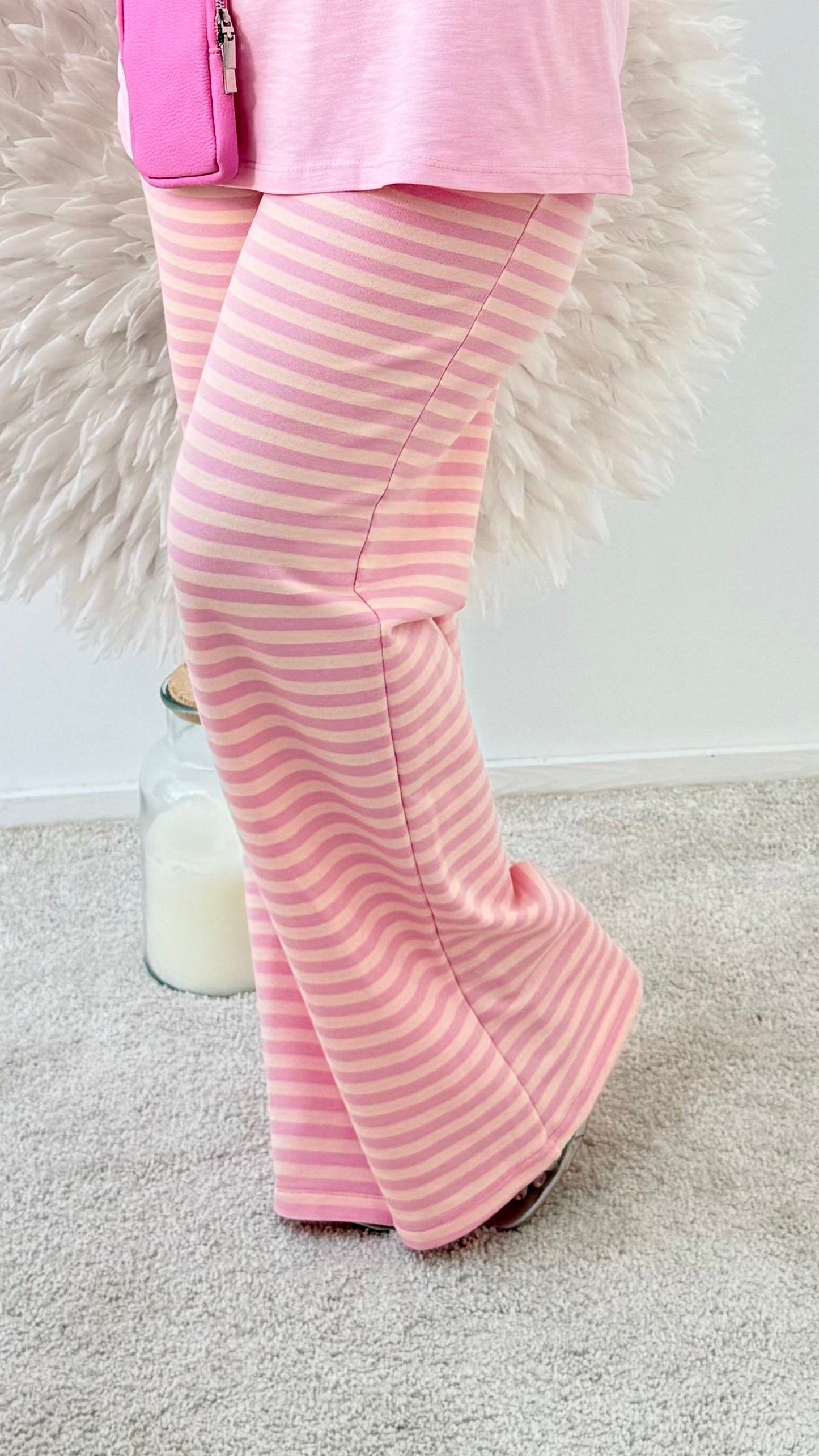 GESTREIFT HOSE "ROSA/BEIGE