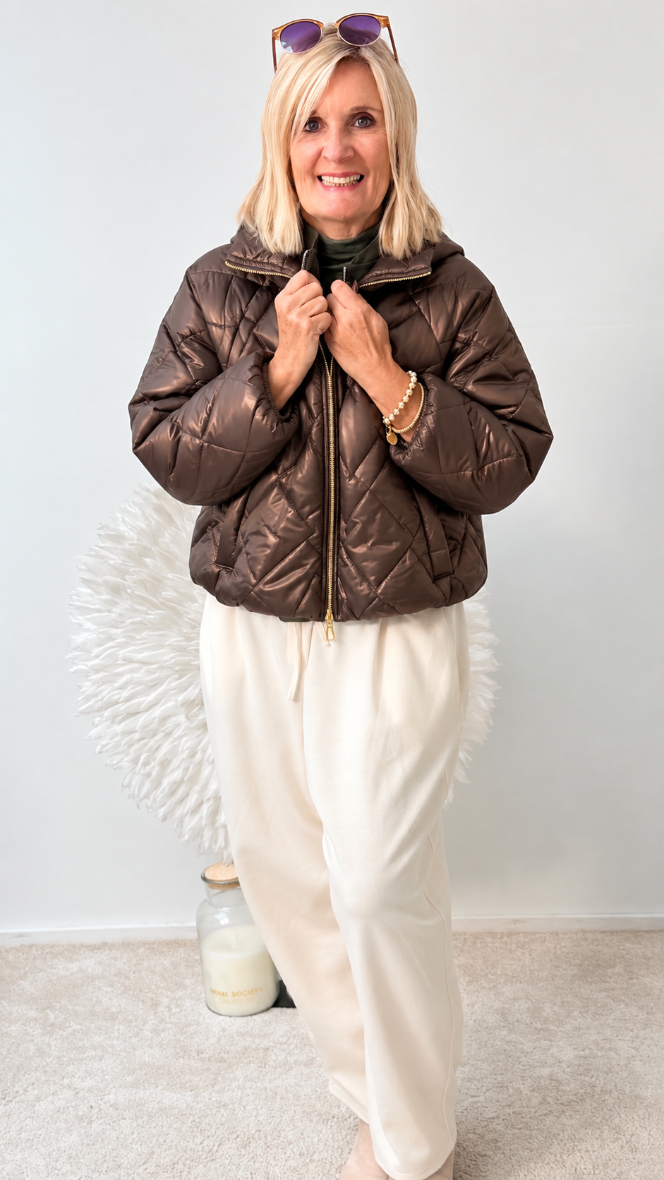 STEPPJACKE MIT STEHKRAGEN BRAUN