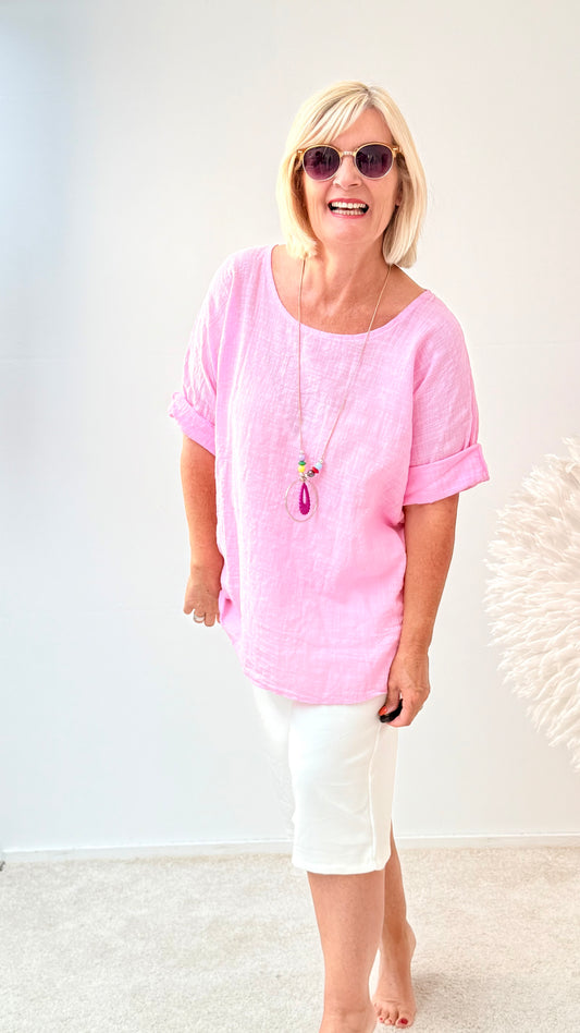 BLUSE MIT KETTE " ROSA“