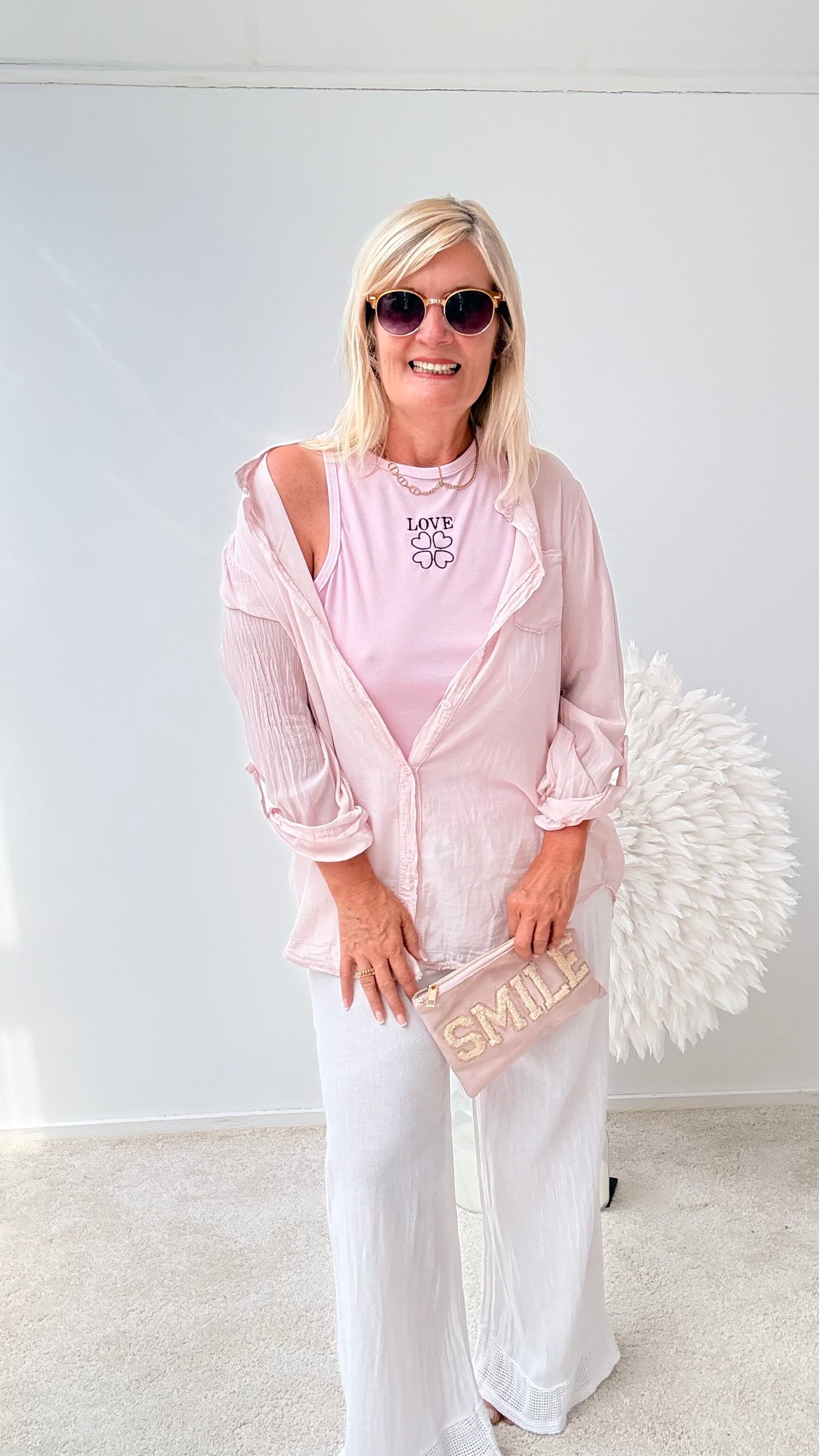 CRASH-BLUSE "HELL PUDER ROSA