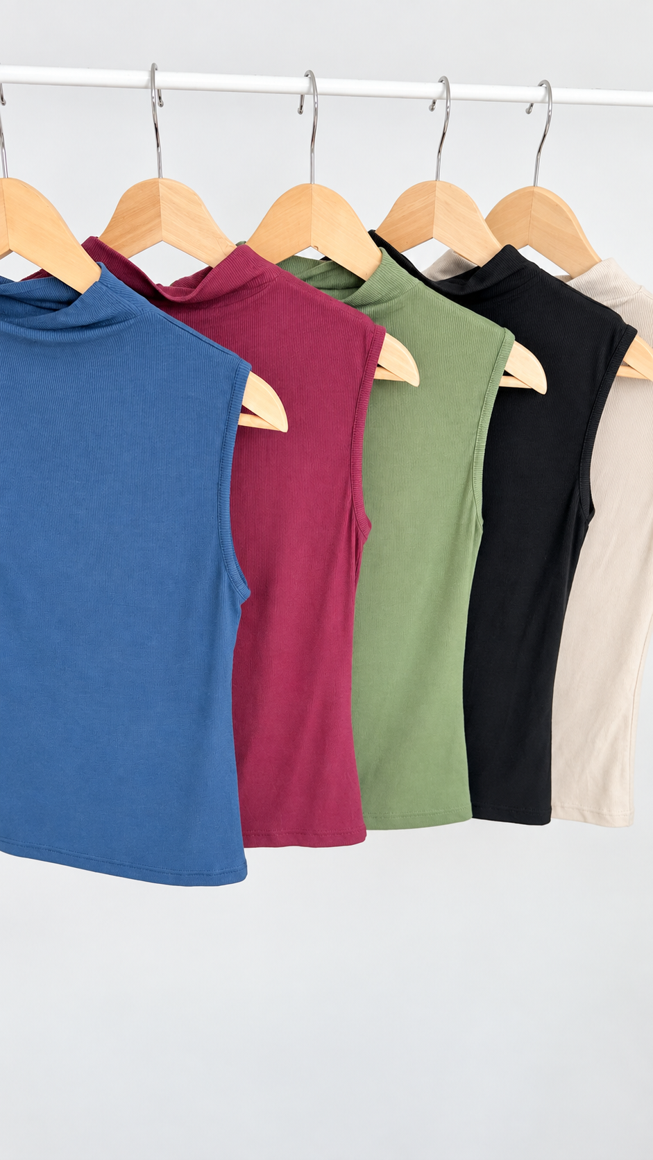 ÄRMELLOSE MOCK NECK SHIRT "VERSCHIEDENEN FARBEN"