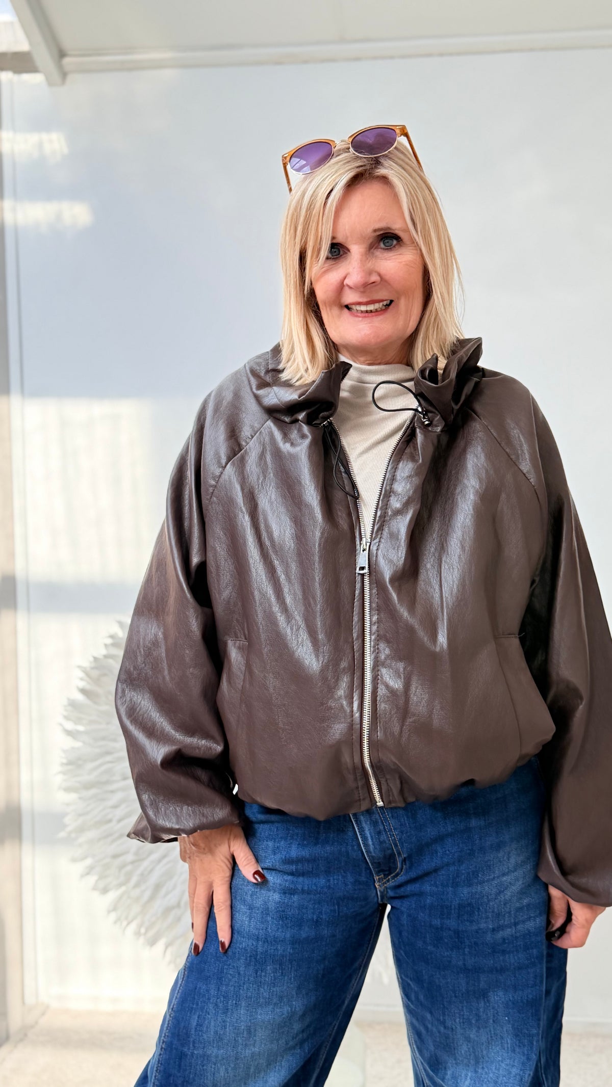 KUNSTLEDERJACKE "BRAUN"