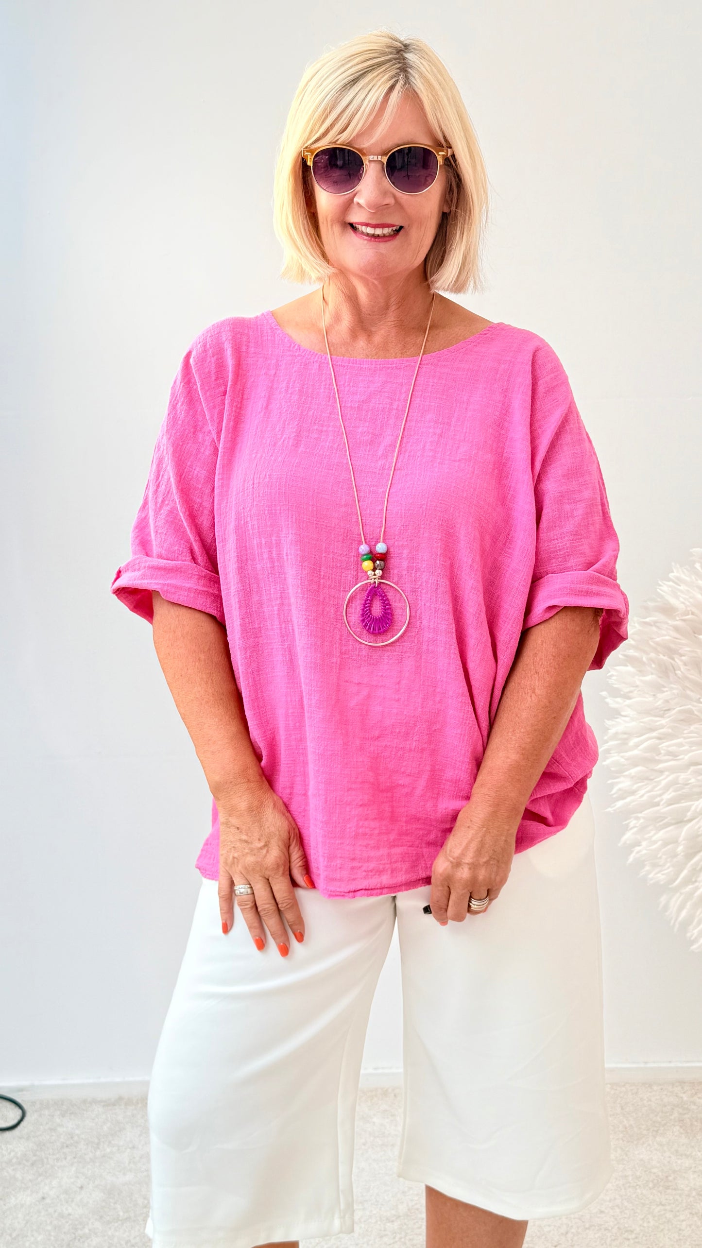 BLUSE MIT KETTE "PINK"