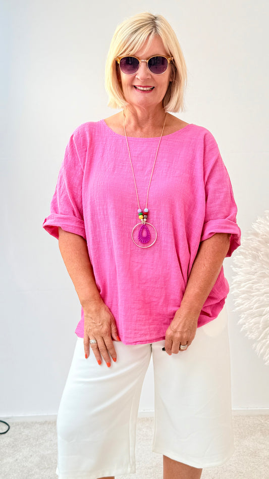 BLUSE MIT KETTE "PINK"