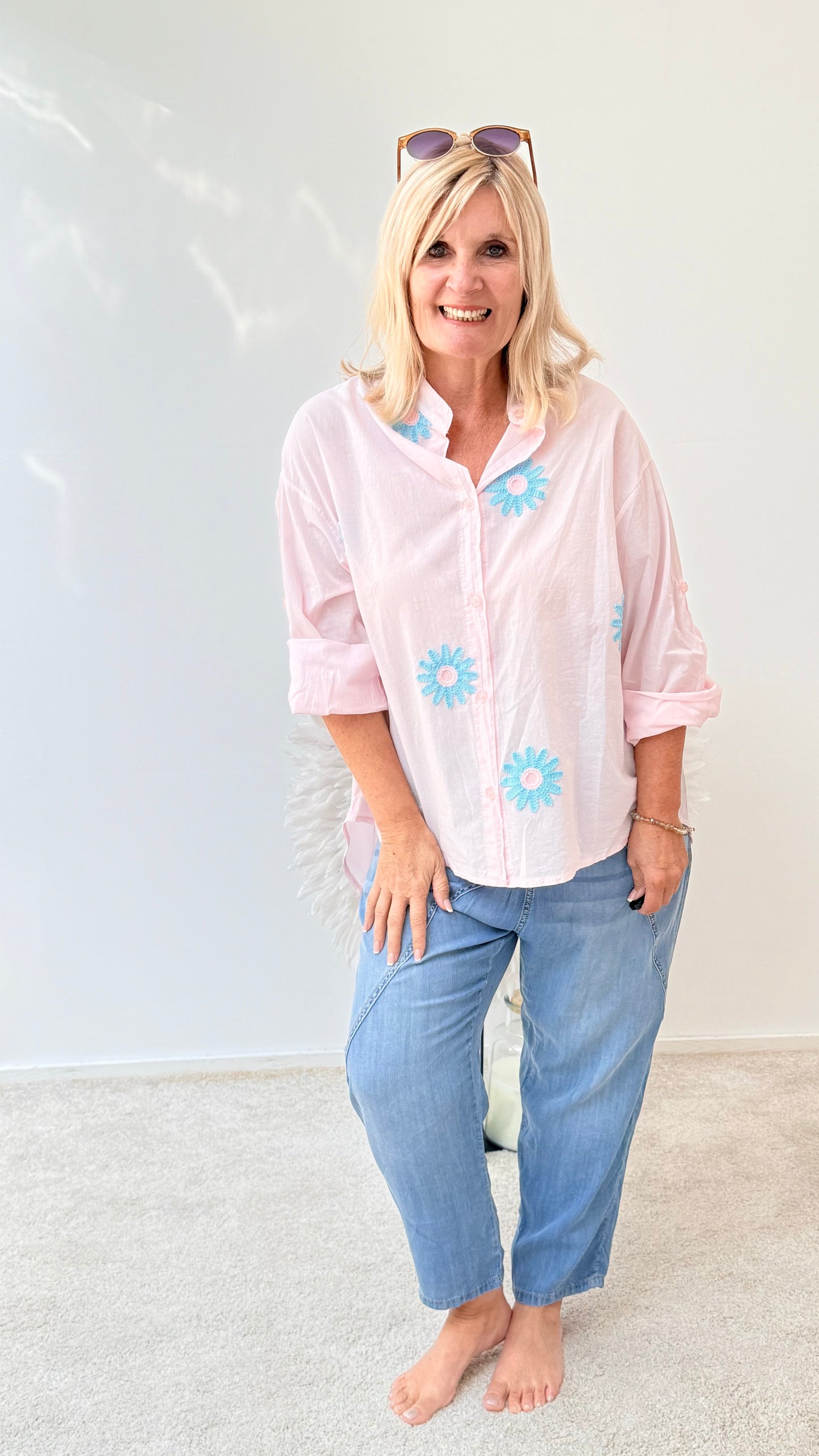BLUSE " MIT BLÜTEN"ROSA