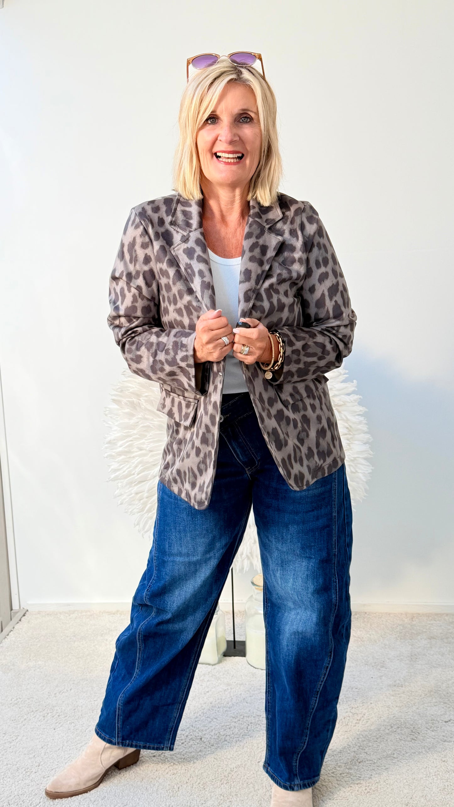 BLAZER ANIMAL PRINT " GRAU-OLIV