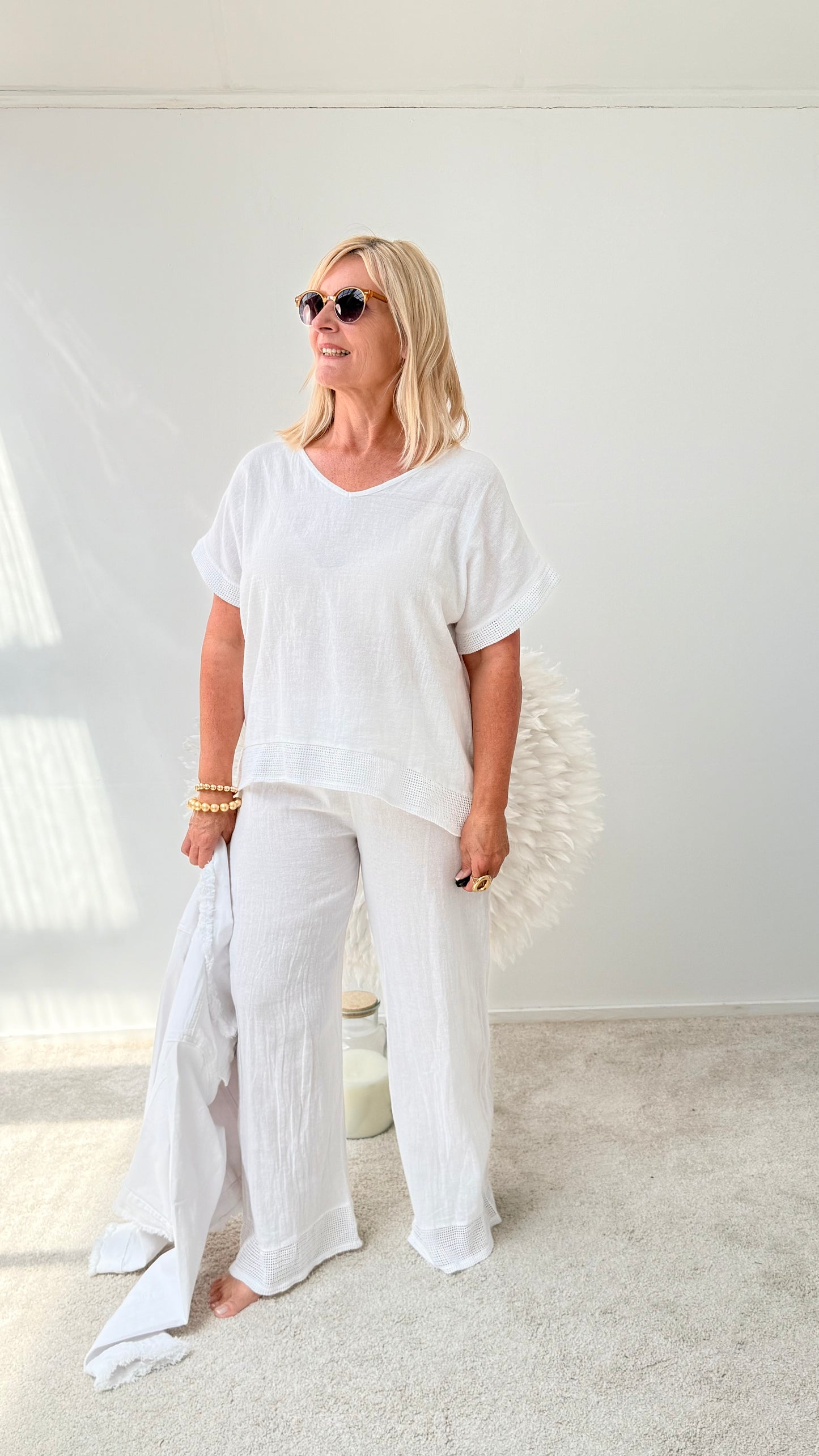 2-TEILER "BLUSE UND HOSE" WEIß