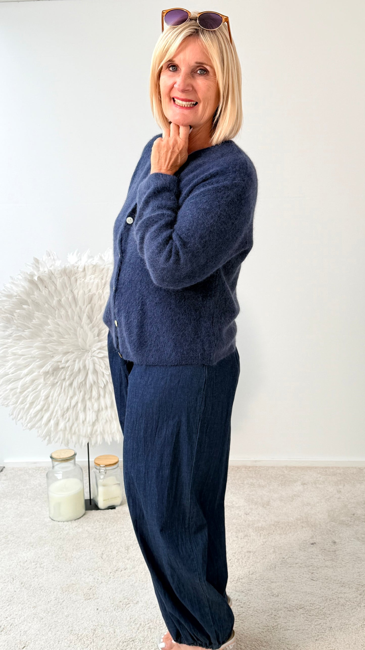 STRICKJACKE " MINU" BLAU