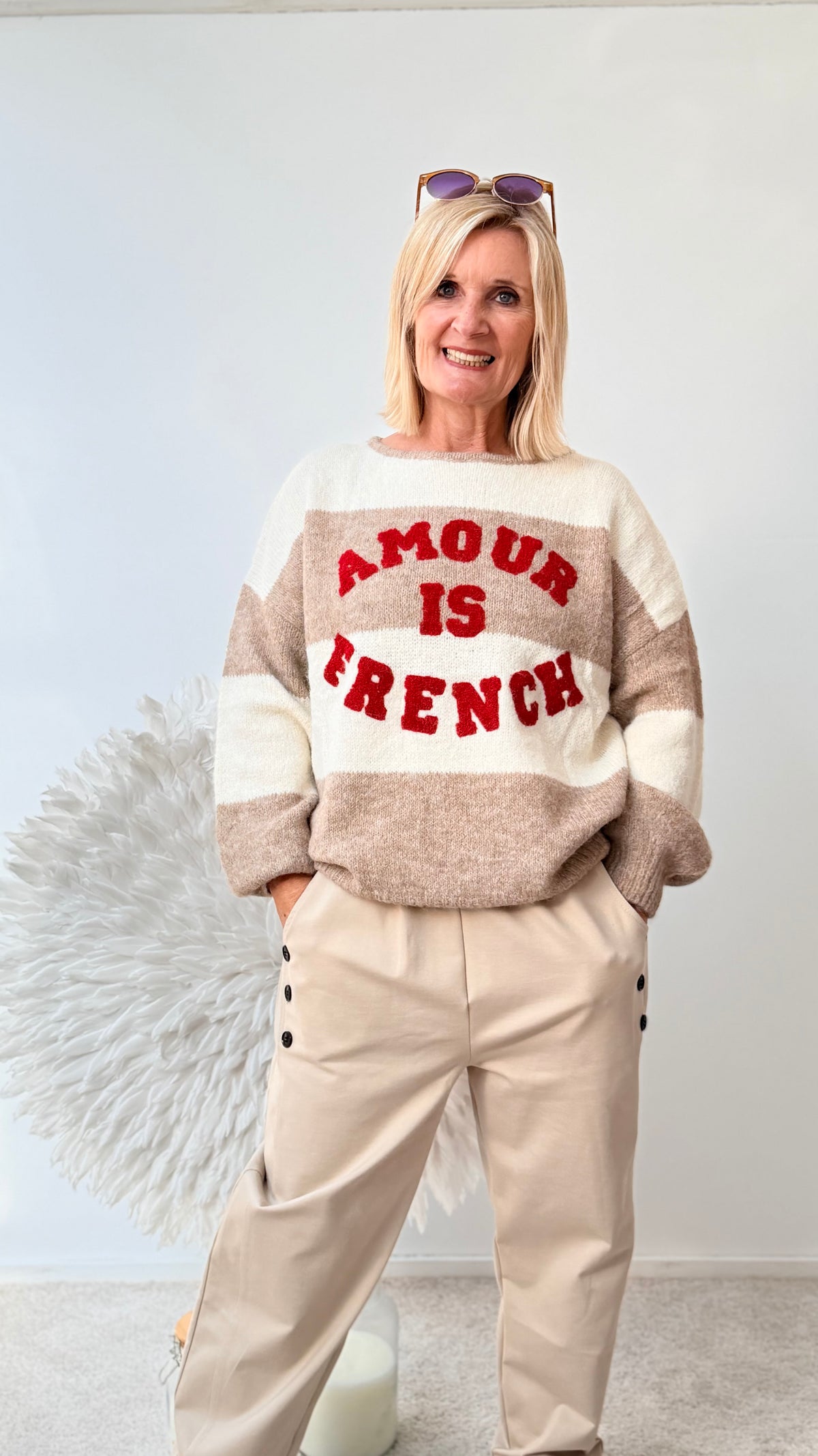 PULLI " AMOUR" BEIGE/ECRU