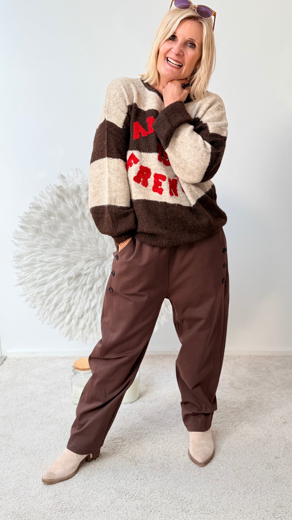 PULLI " AMOUR" BRAUN / BEIGE