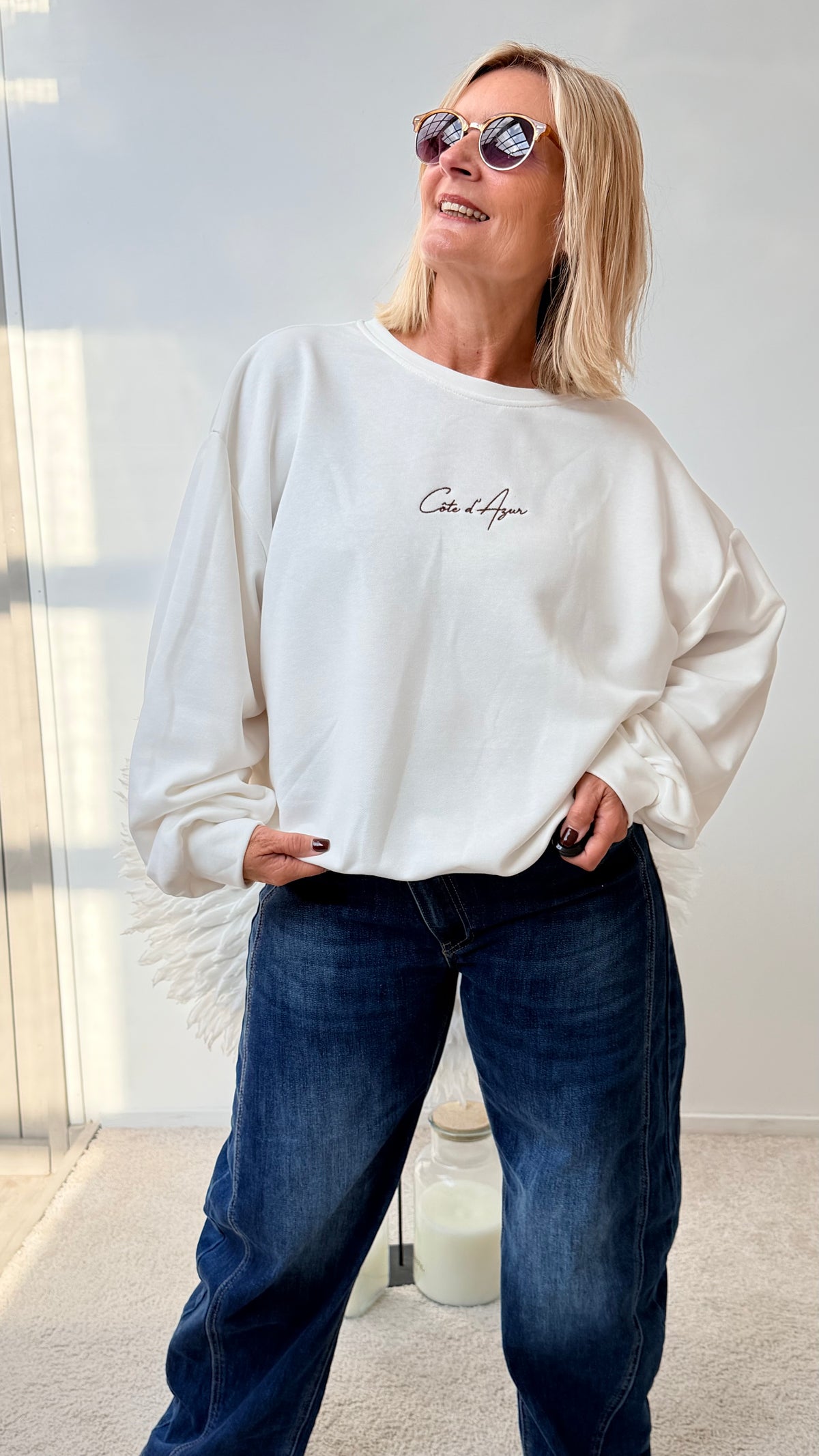 SWEATSHIRT "COTE DE AZUR" ECRU