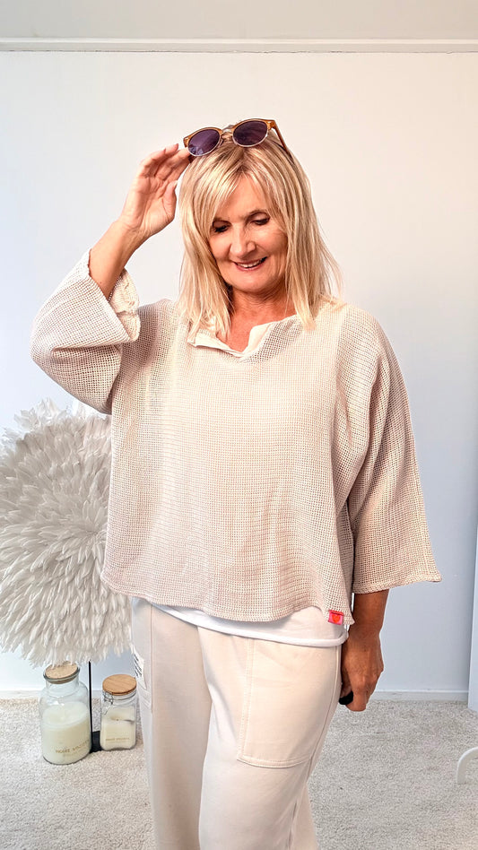 NETZ PULLI MIT TOP "BEIGE"