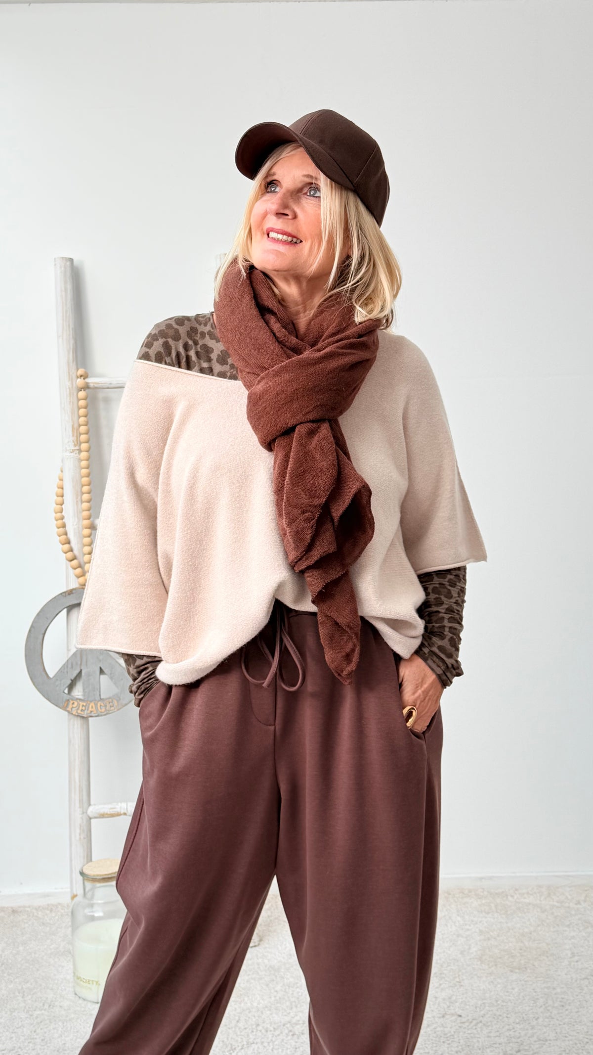 KUSCHELIGER PULLI MIT 3/4 ARM "BEIGE"