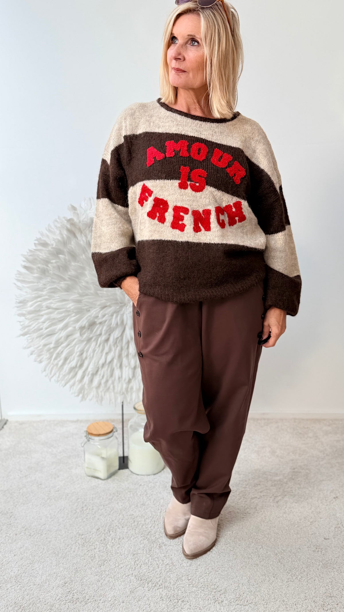 PULLI " AMOUR" BRAUN / BEIGE