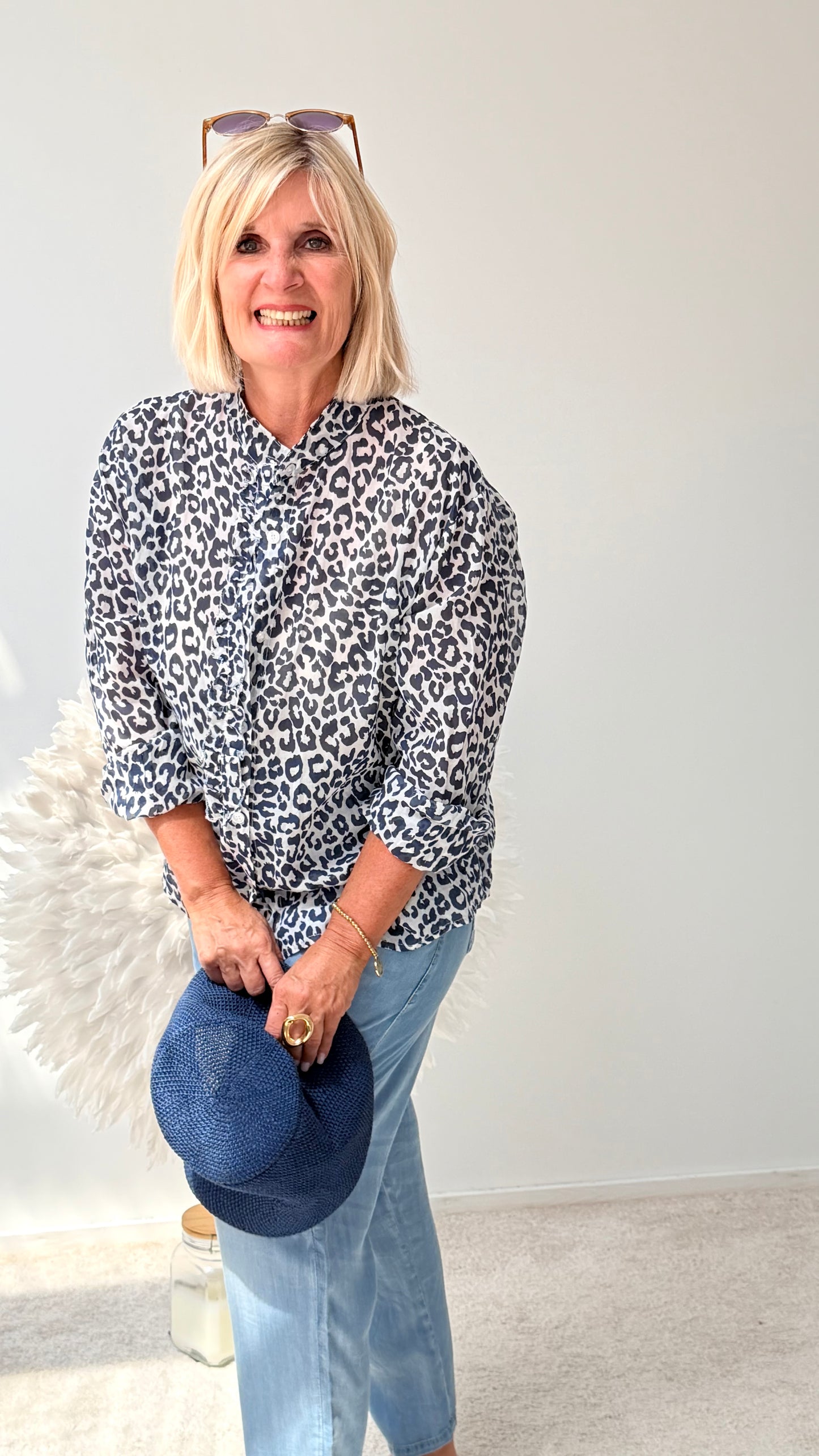 BLUSE "ANIMAL" BLAU