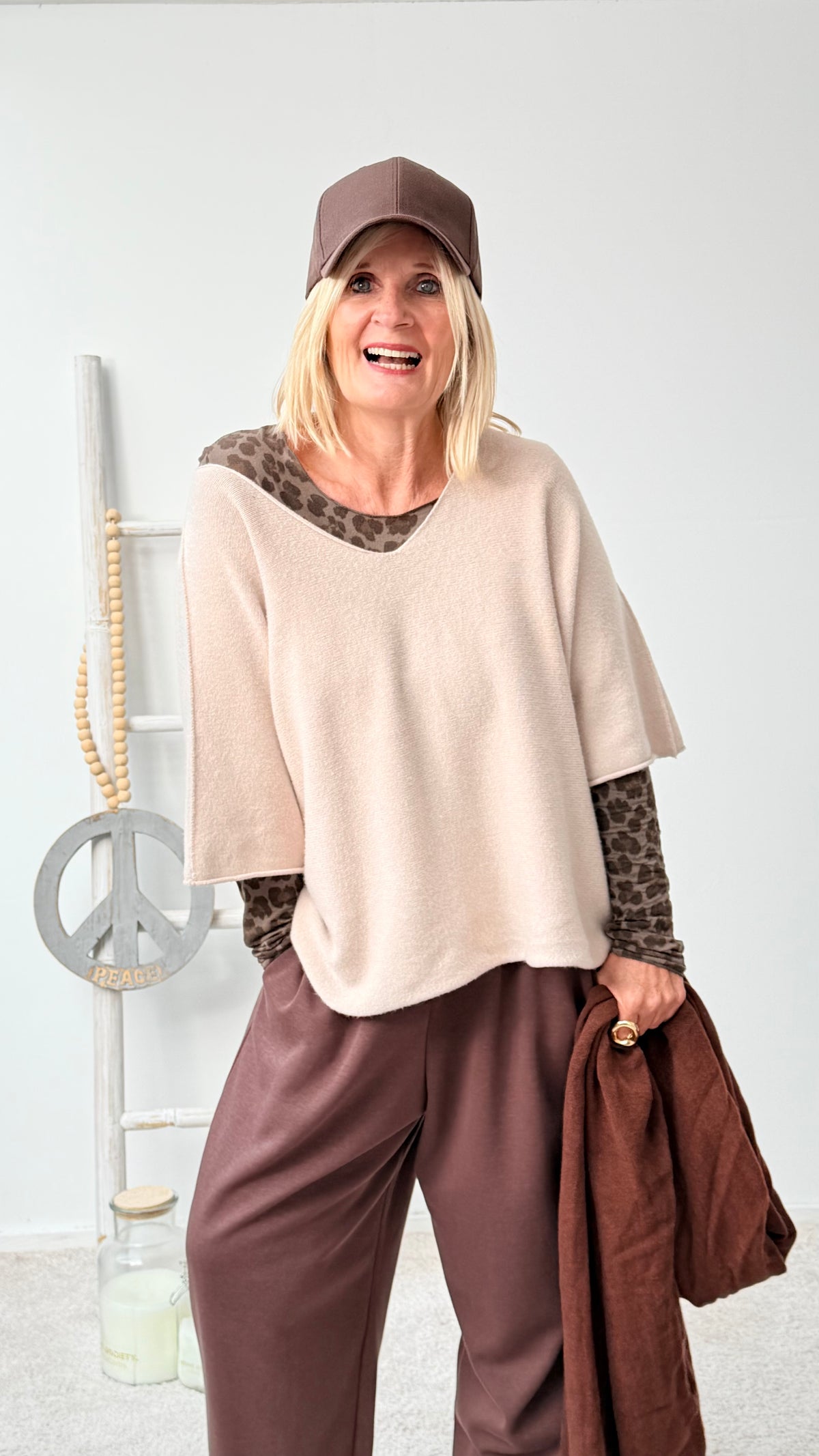 KUSCHELIGER PULLI MIT 3/4 ARM "BEIGE"