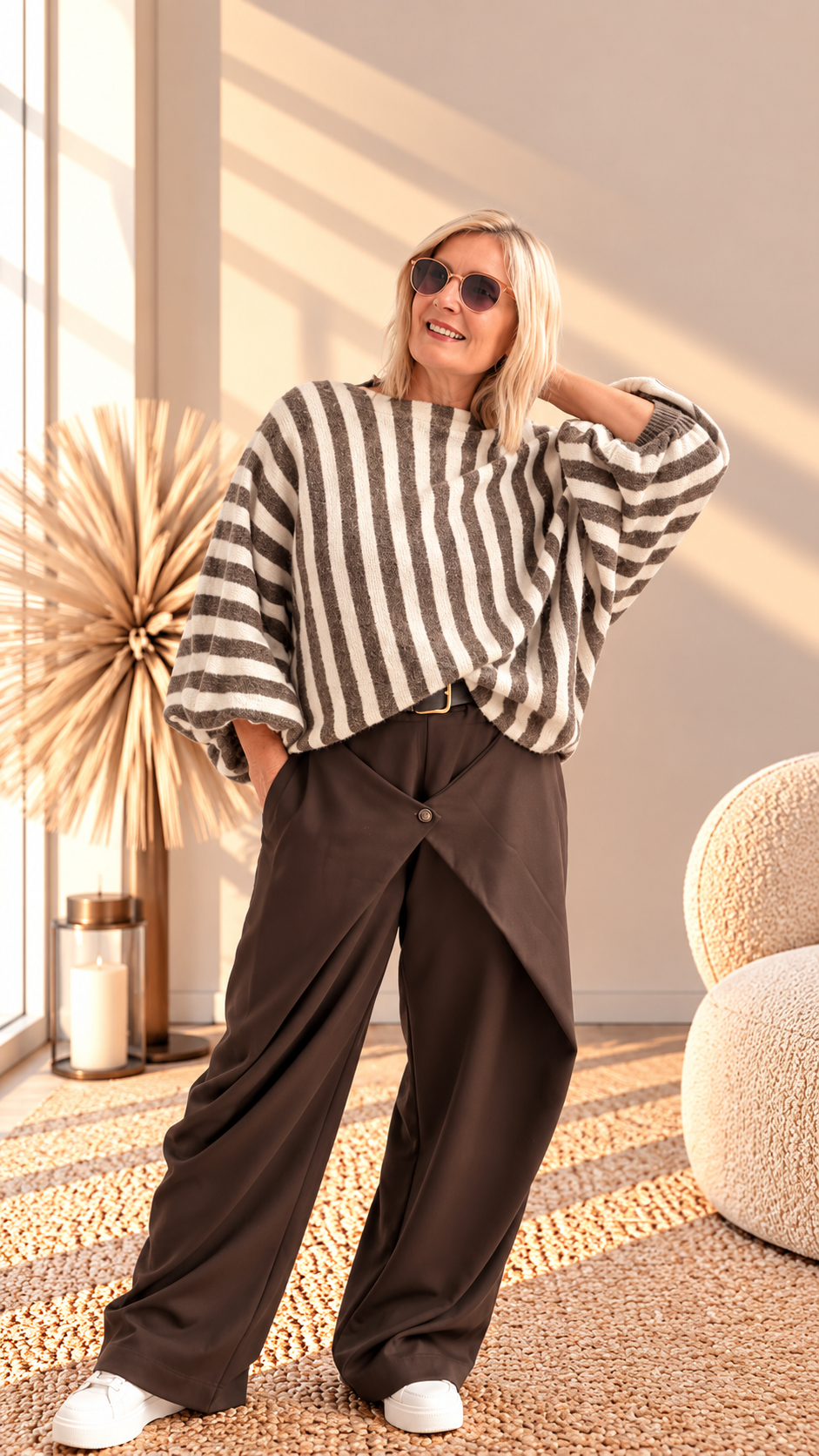 PULLI GESTREIFT BRAUN /ECRU