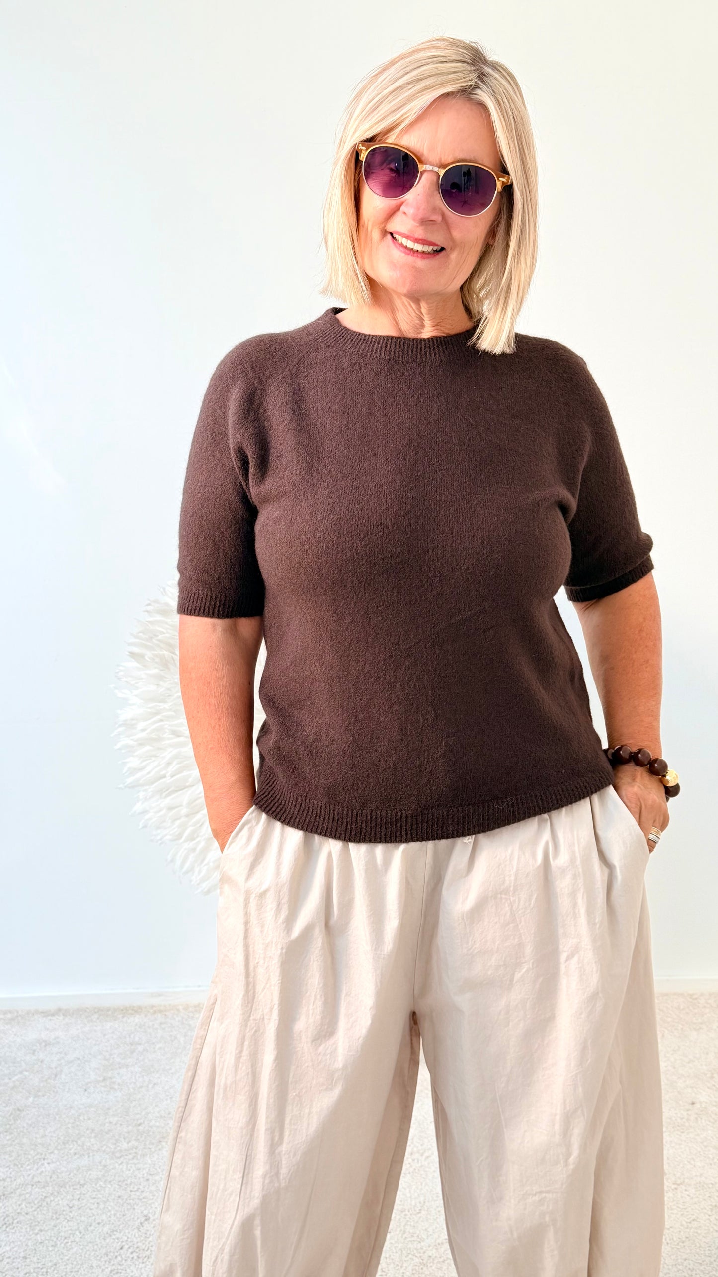BASIC PULLI KURZARM " BRAUN"