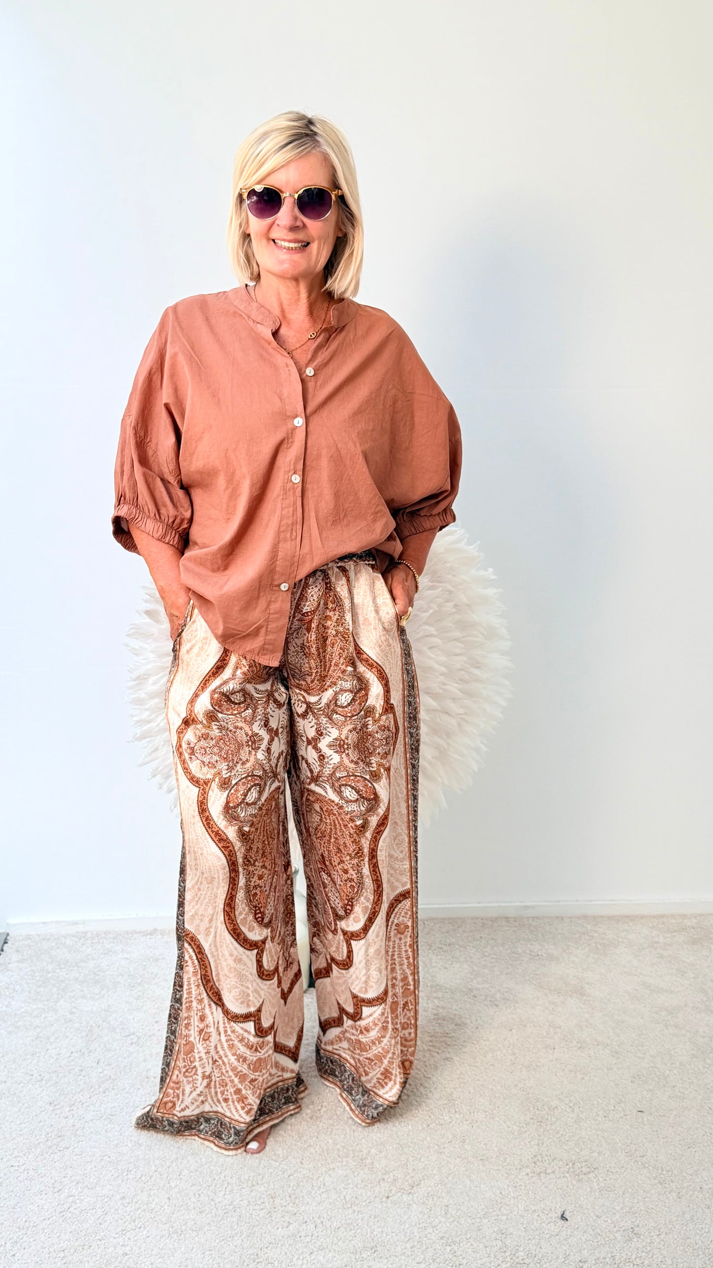 HOSE "PAISLEY MUSTER" BRAUN