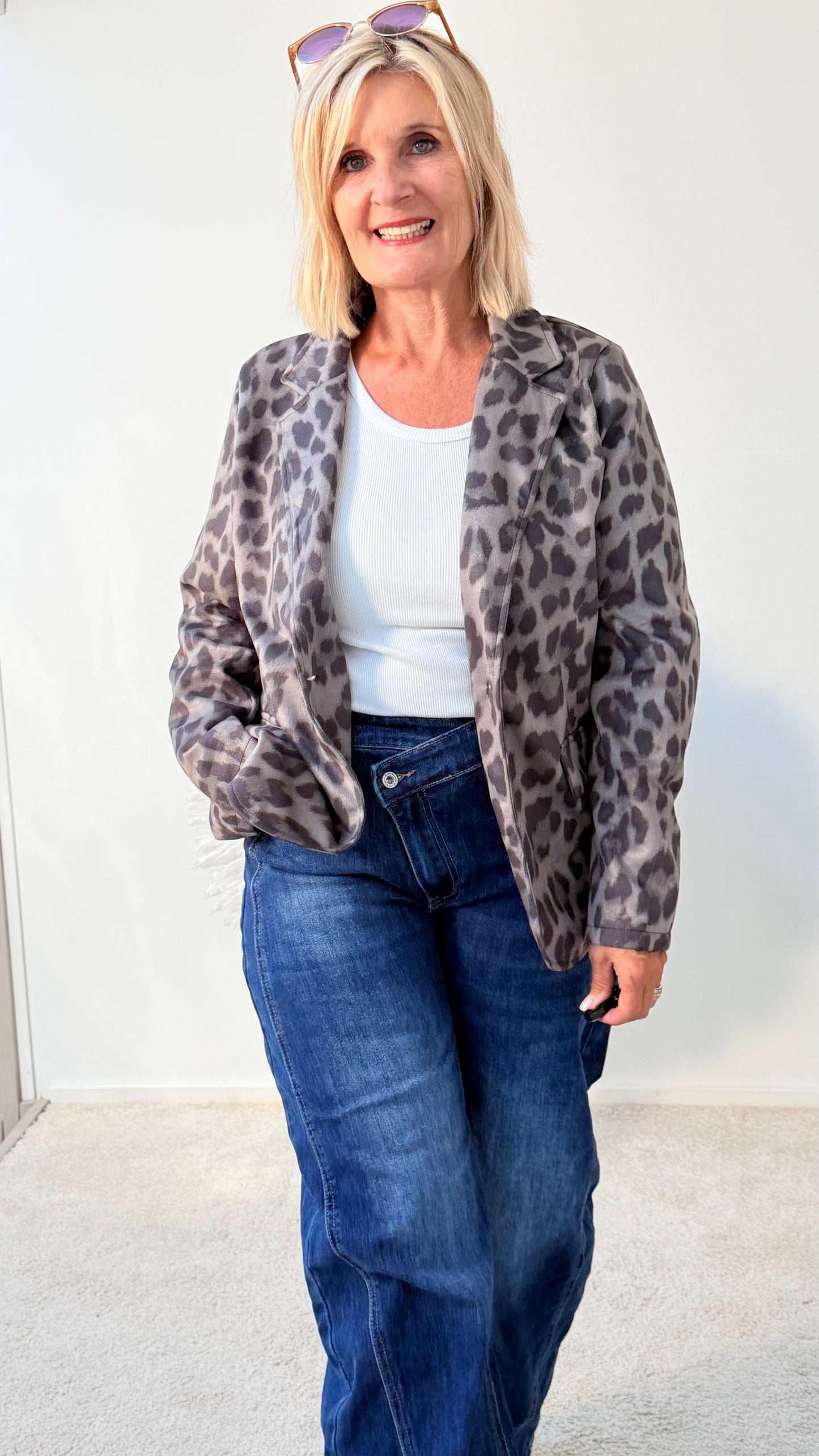 BLAZER ANIMAL PRINT " GRAU-OLIV