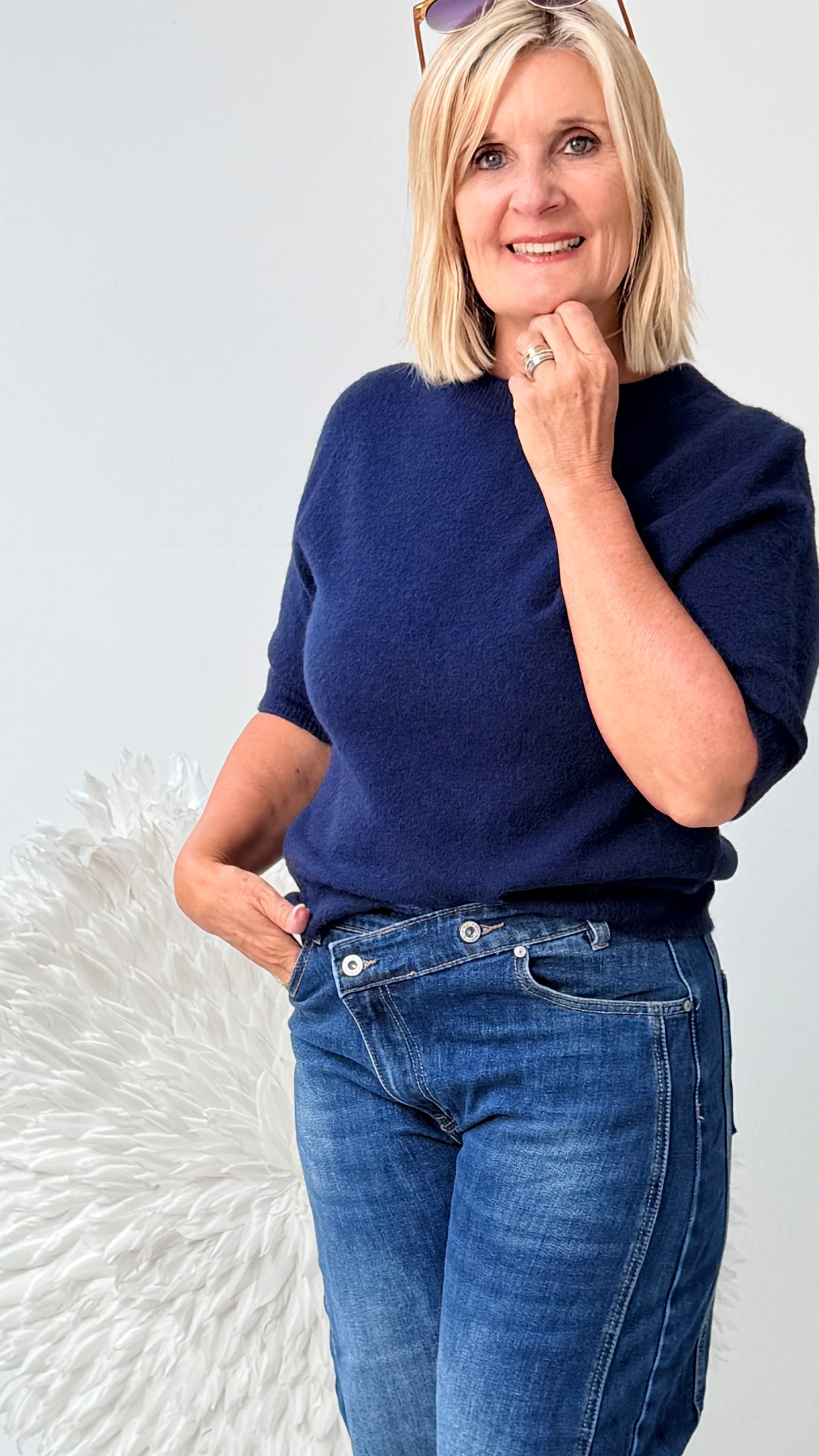 BASIC PULLI KURZARM " BLAU"