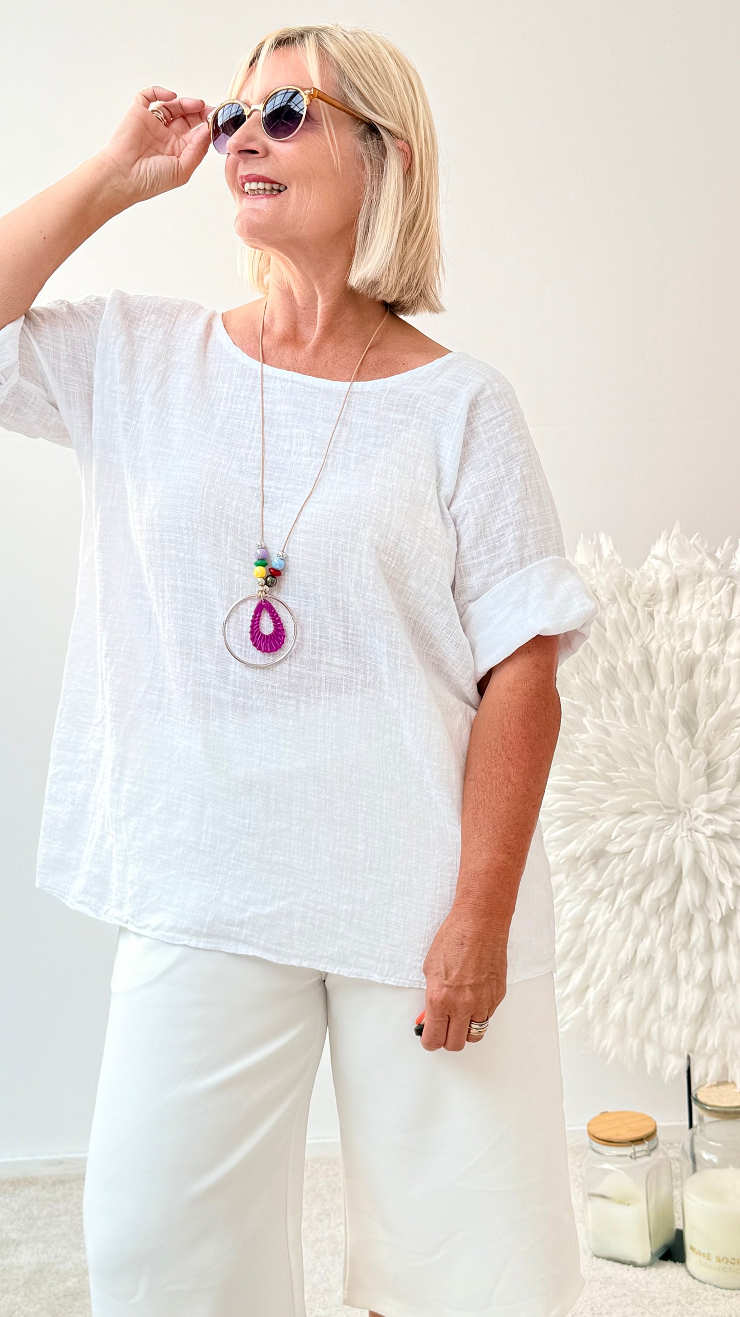 BLUSE MIT KETTE " WEIß“