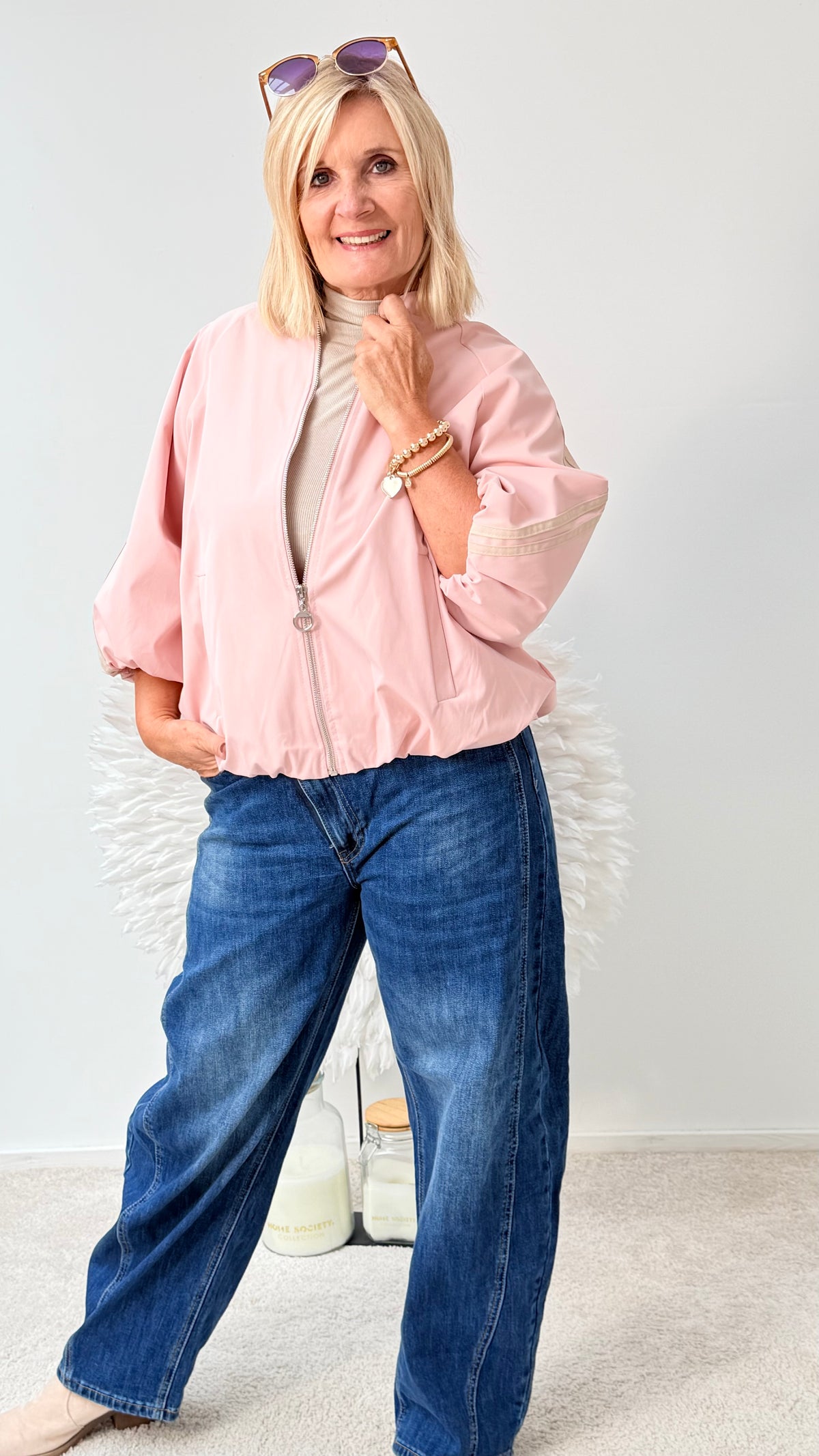 SPORTLICHE JACKE MIT 3/4 ARM " ROSA"