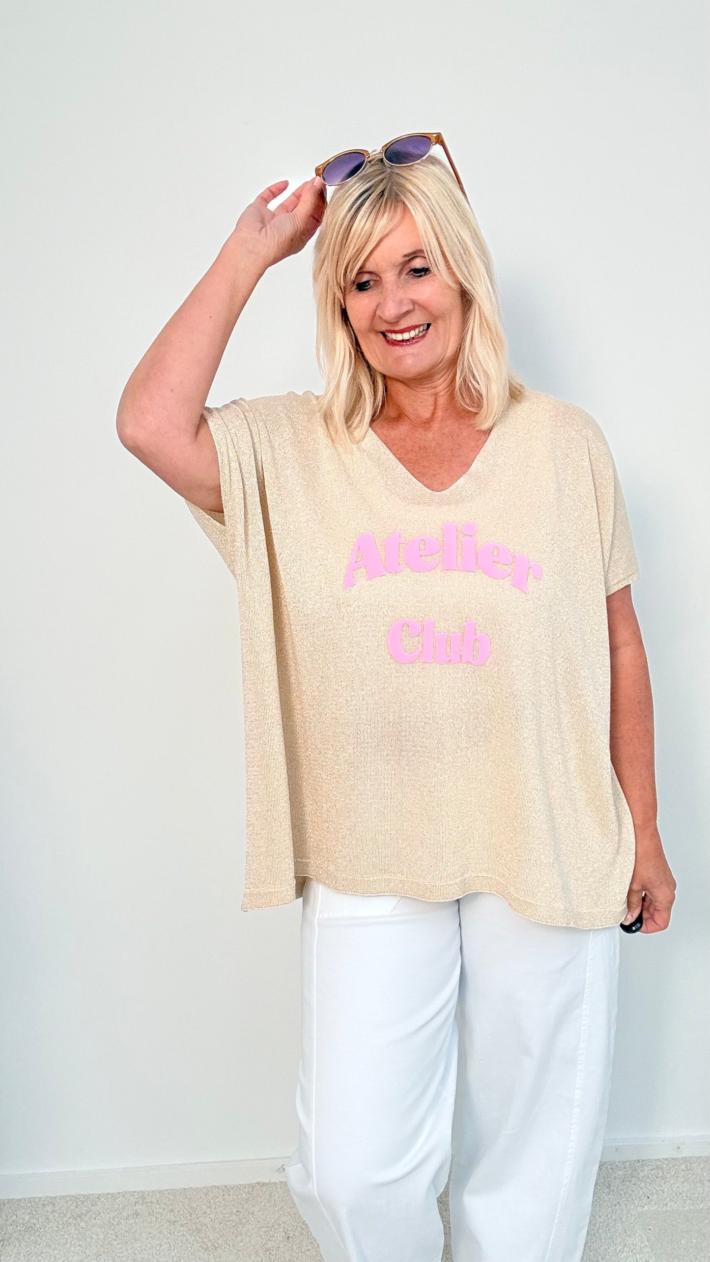 PULLI GOLD / BEIGE MIT PINK