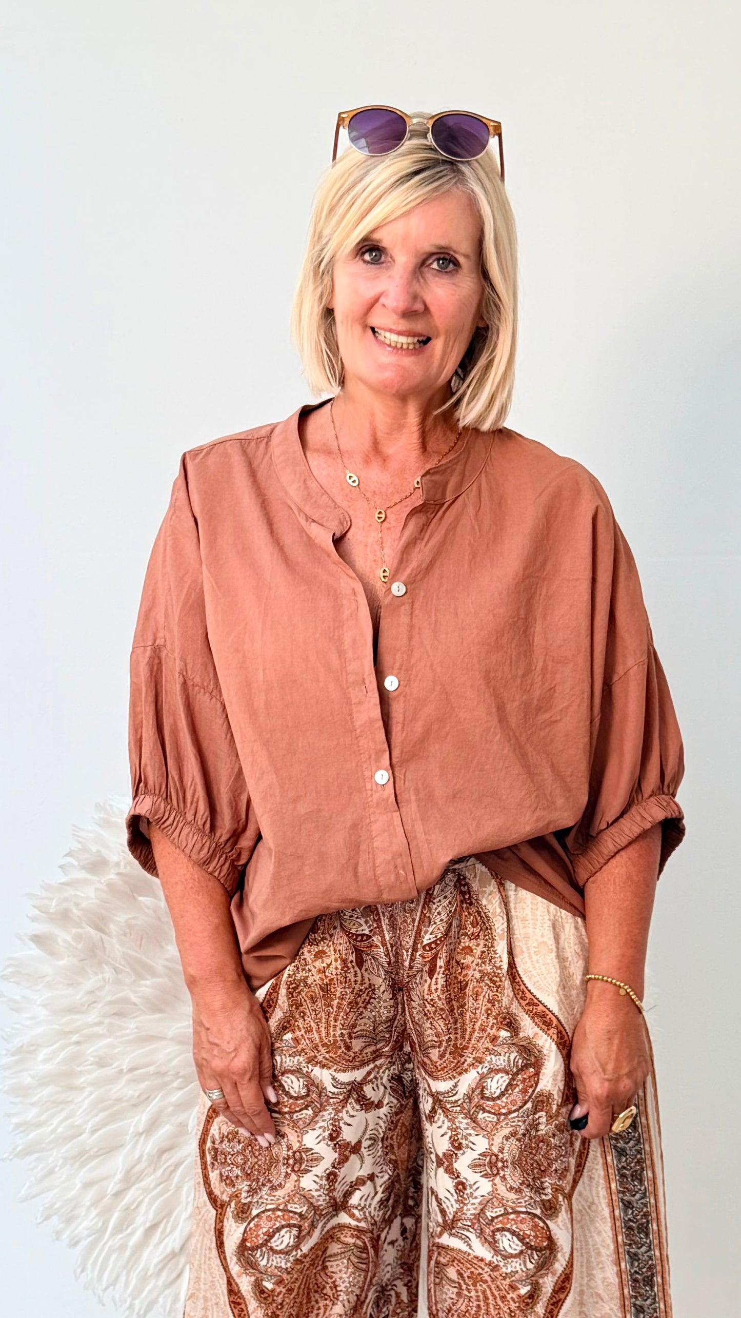 BLUSE BASIC "ROST BRAUN"