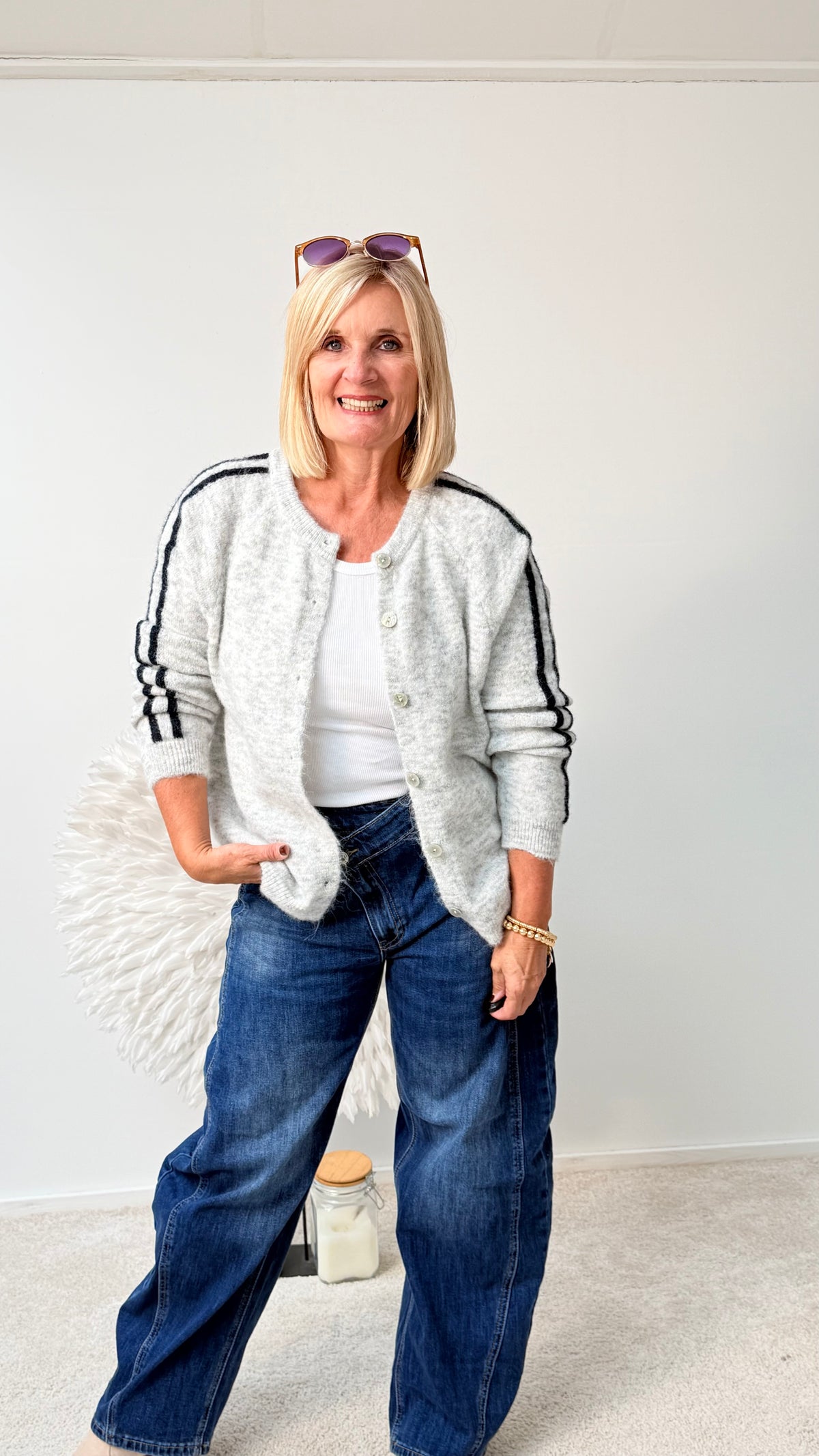 STRICKJACKE MIT STREIFEN "MELANGE"