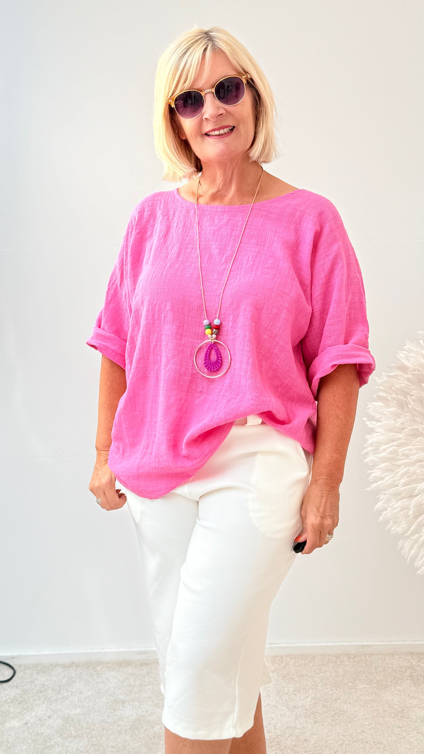 BLUSE MIT KETTE "PINK"