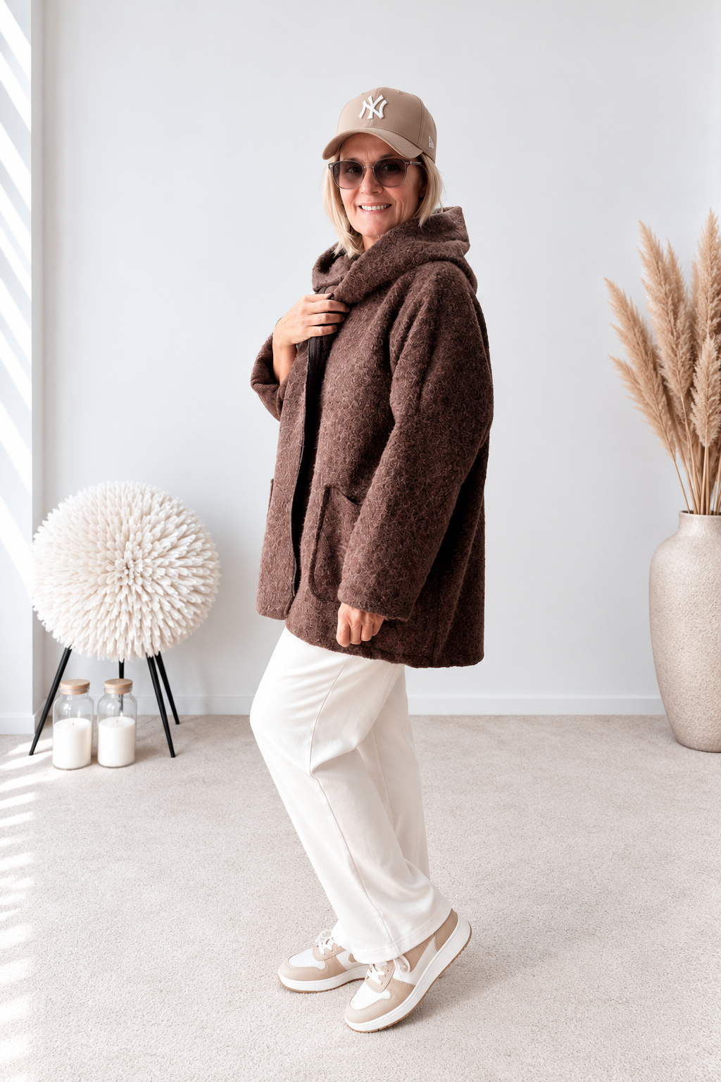 SPORTLICHE JACKE AUS FILZ "BRAUN"