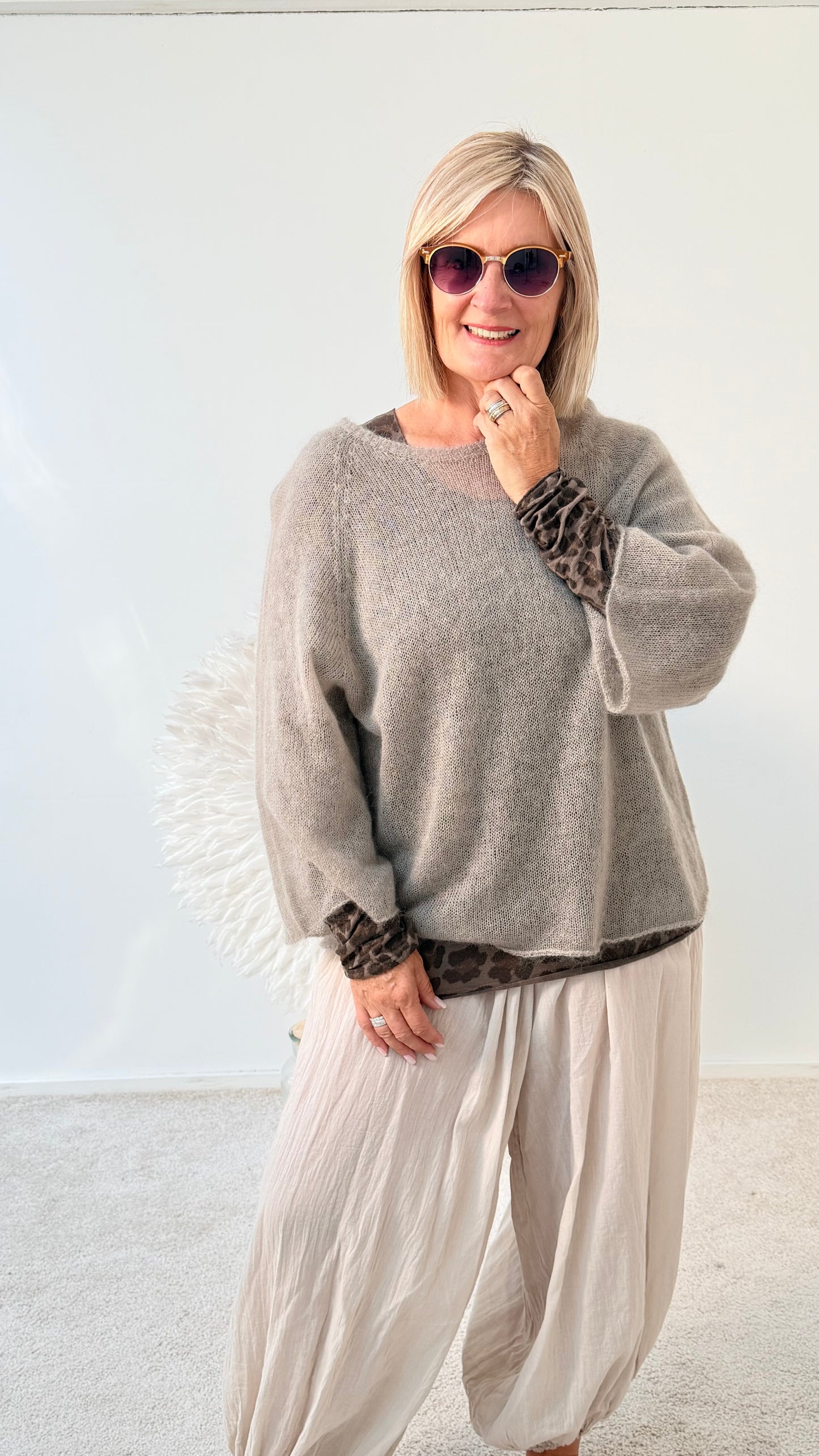 TRANSPARENTER MOHAIR PULLI " BEIGE"