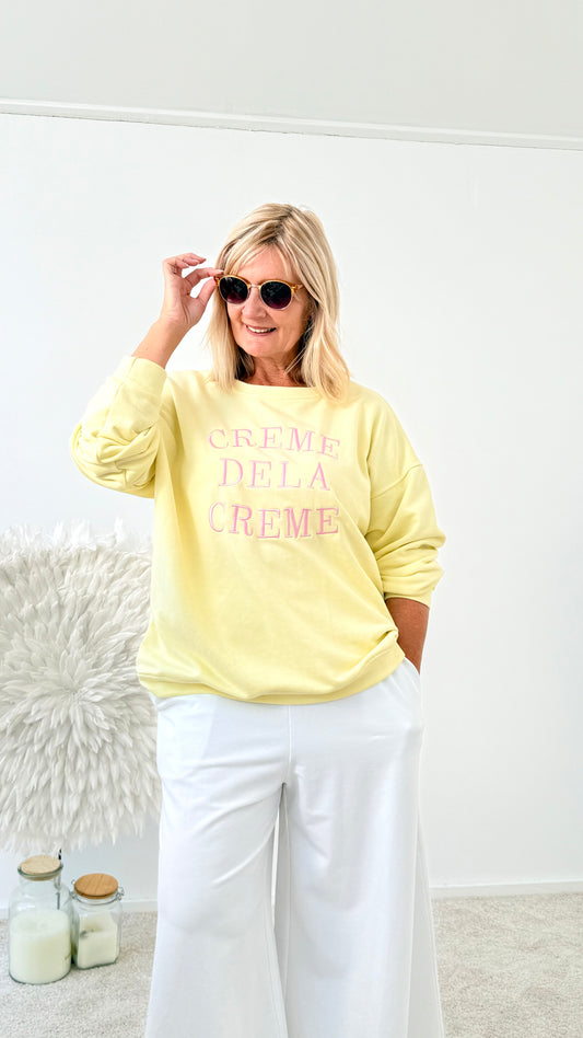 SWEATSHIRT " CREME DE LA CREME" BUTTERMELK YELLOW"