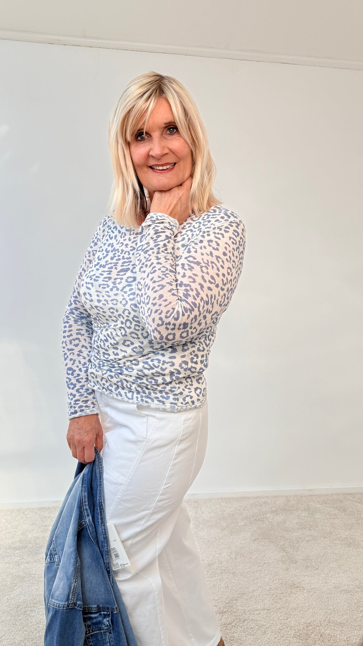 Longsleve Shirt WEIß/BLAU