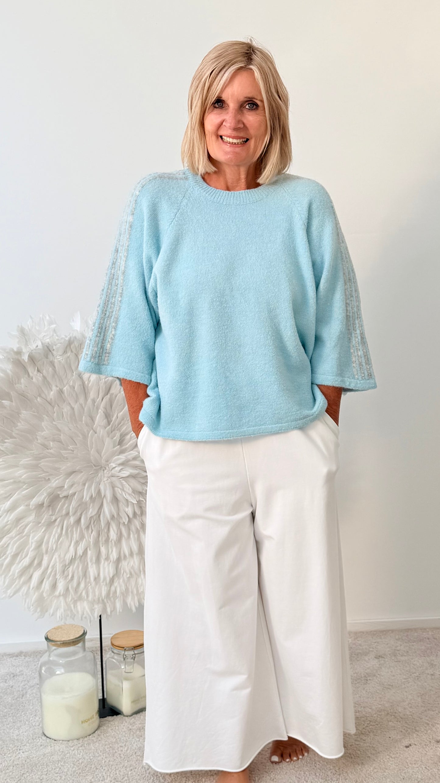 PULLI MIT STREIFEN „MINT /BLAU