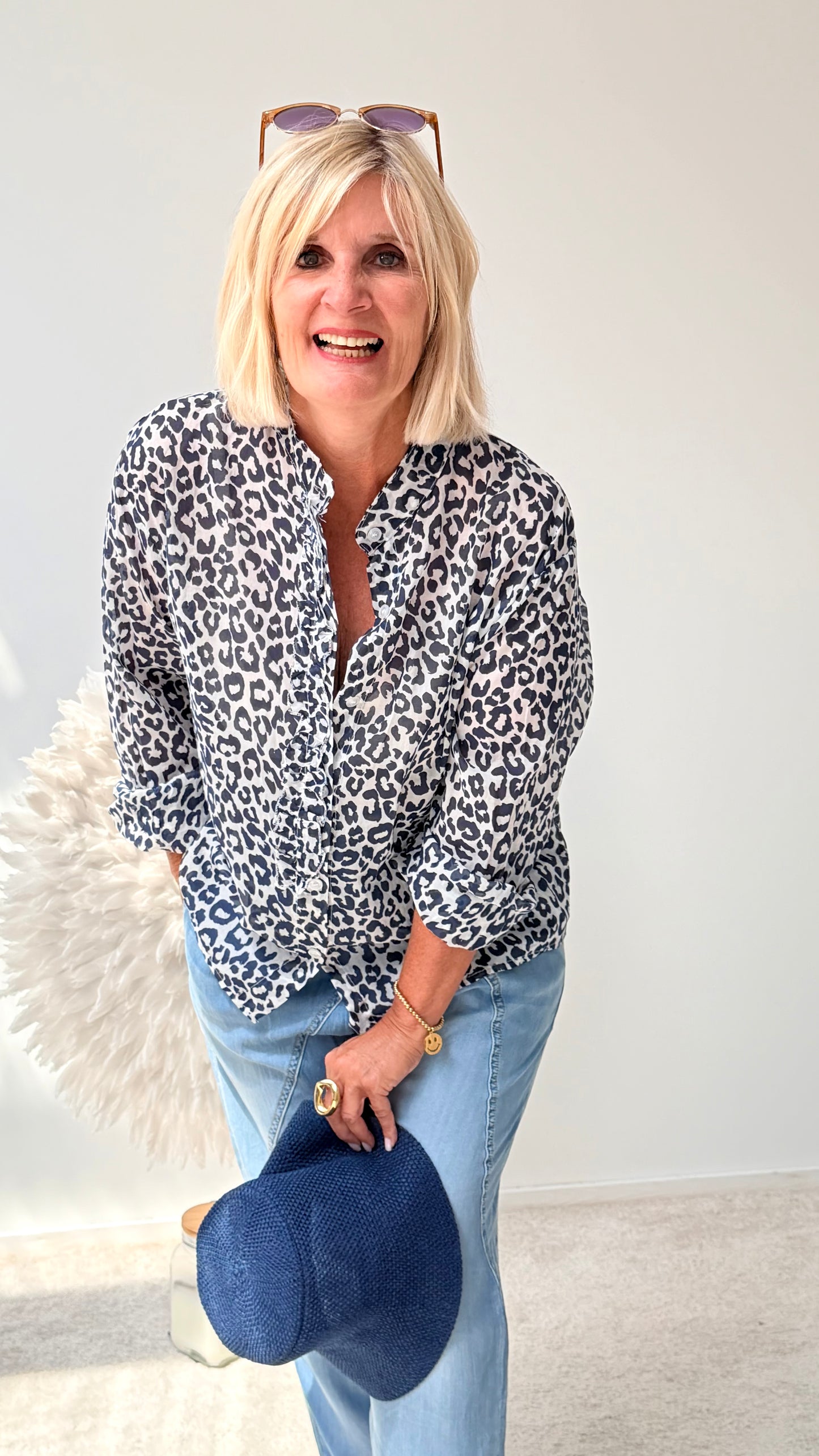 BLUSE "ANIMAL" BLAU