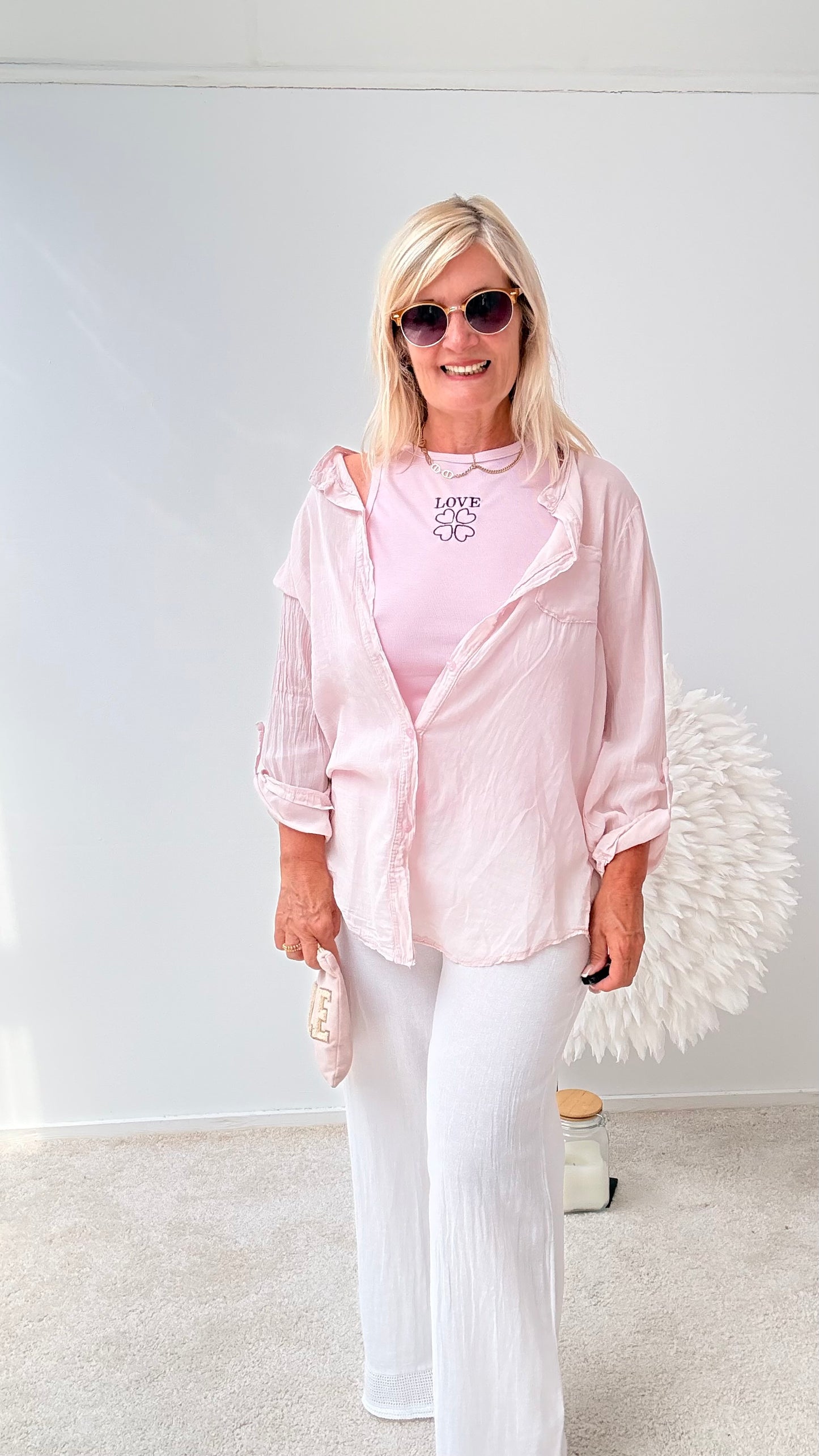 CRASH-BLUSE "HELL PUDER ROSA