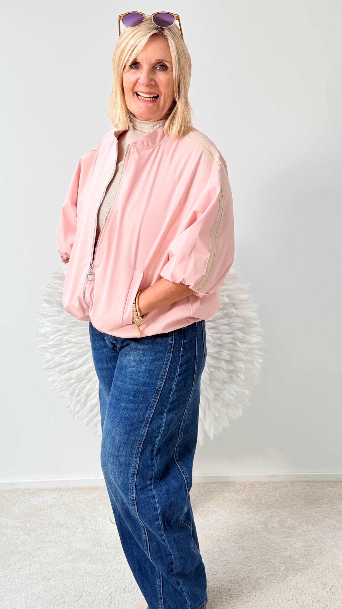 SPORTLICHE JACKE MIT 3/4 ARM " ROSA"