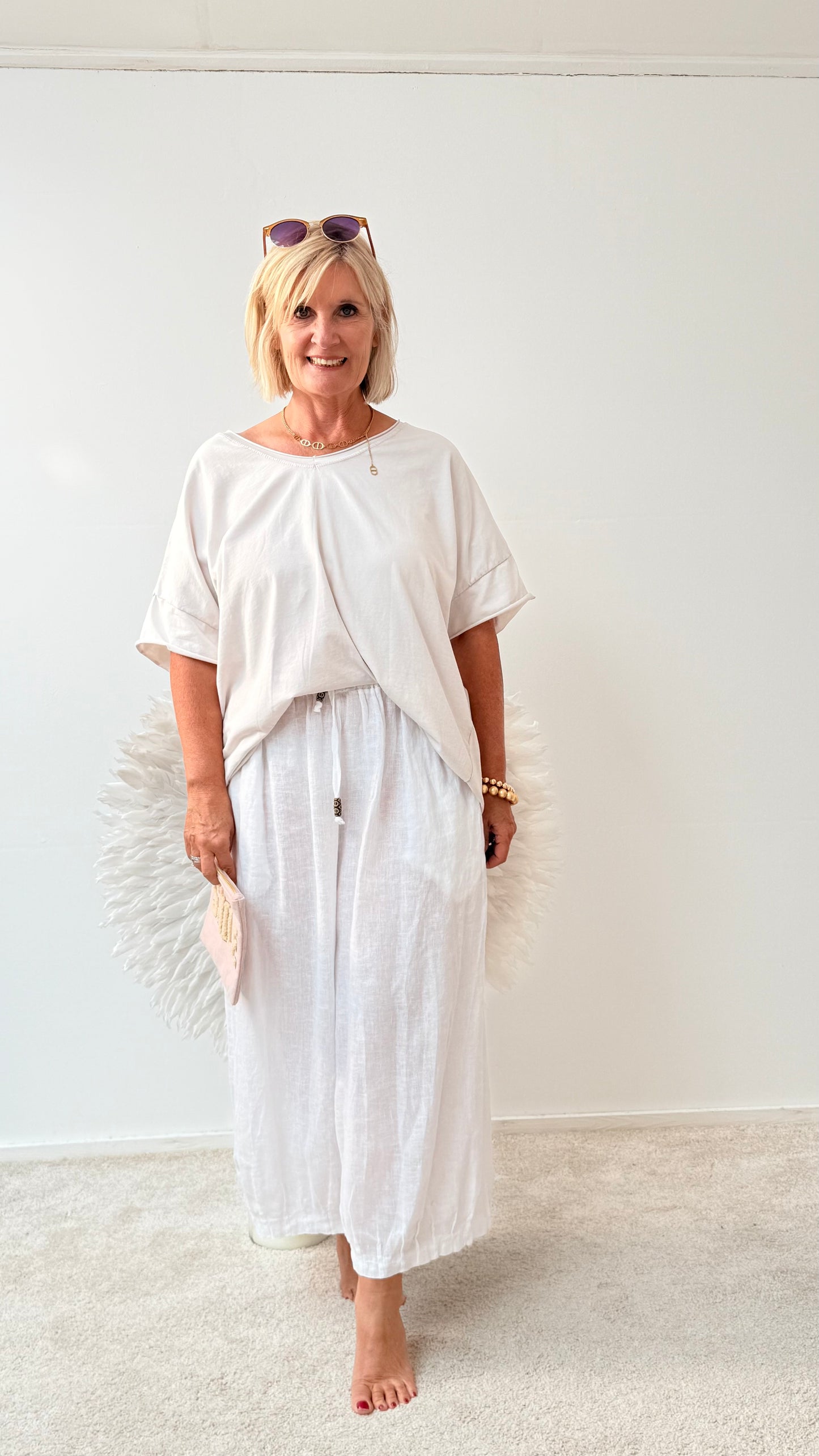 LEINEN HOSE  IN OVERSIZE " WEIß"