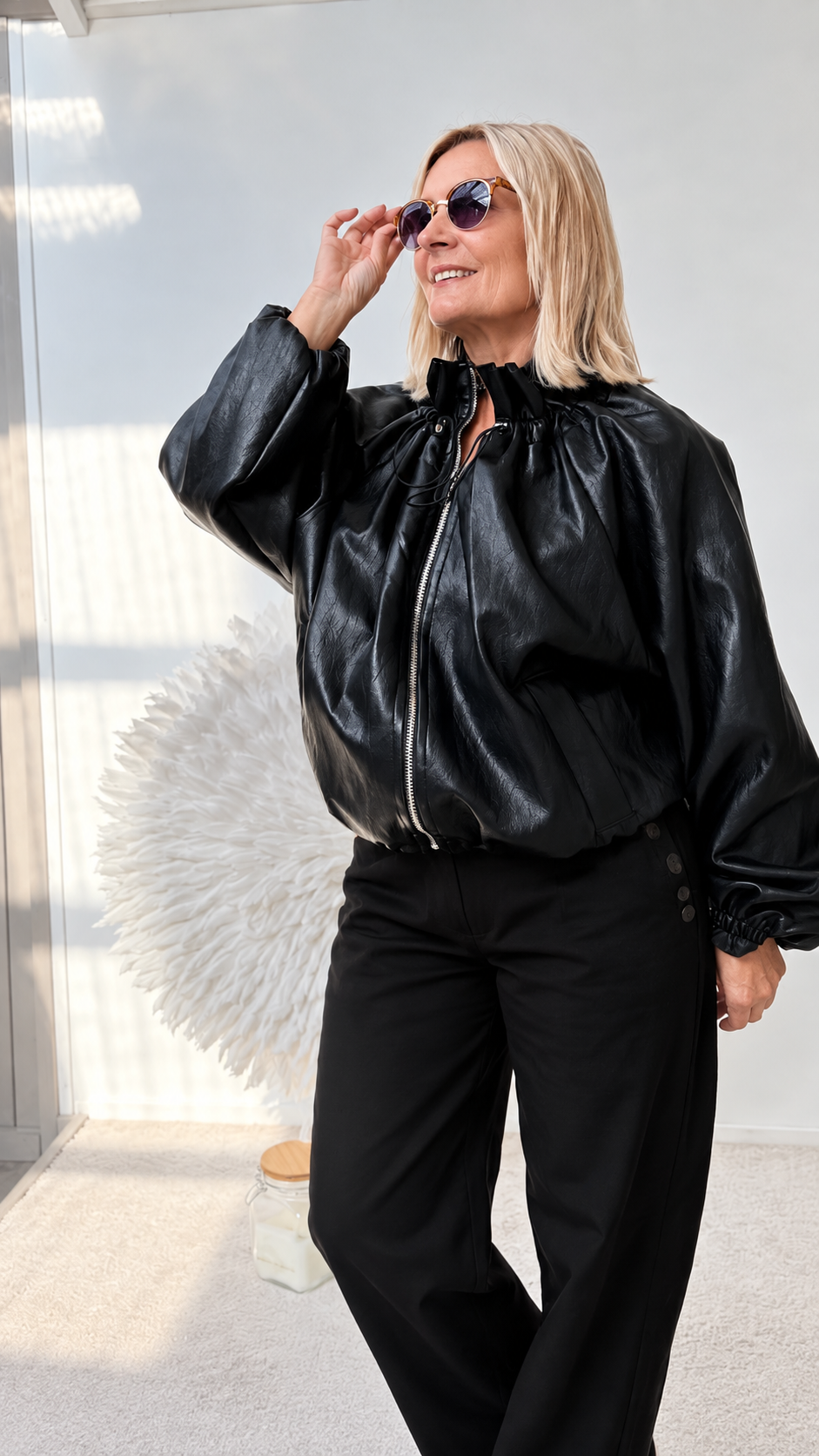 KUNSTLEDERJACKE "SCHWARZ"