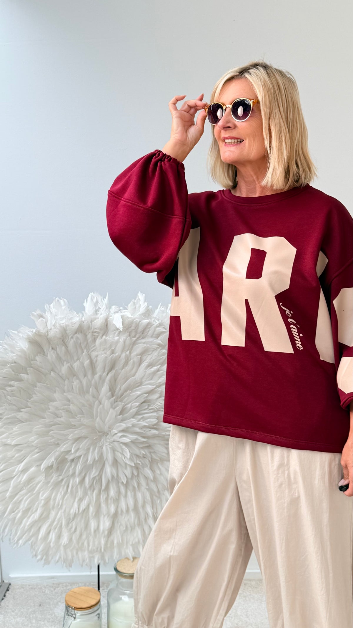 SWEATSHIRT "PARIS" BURGUNDA