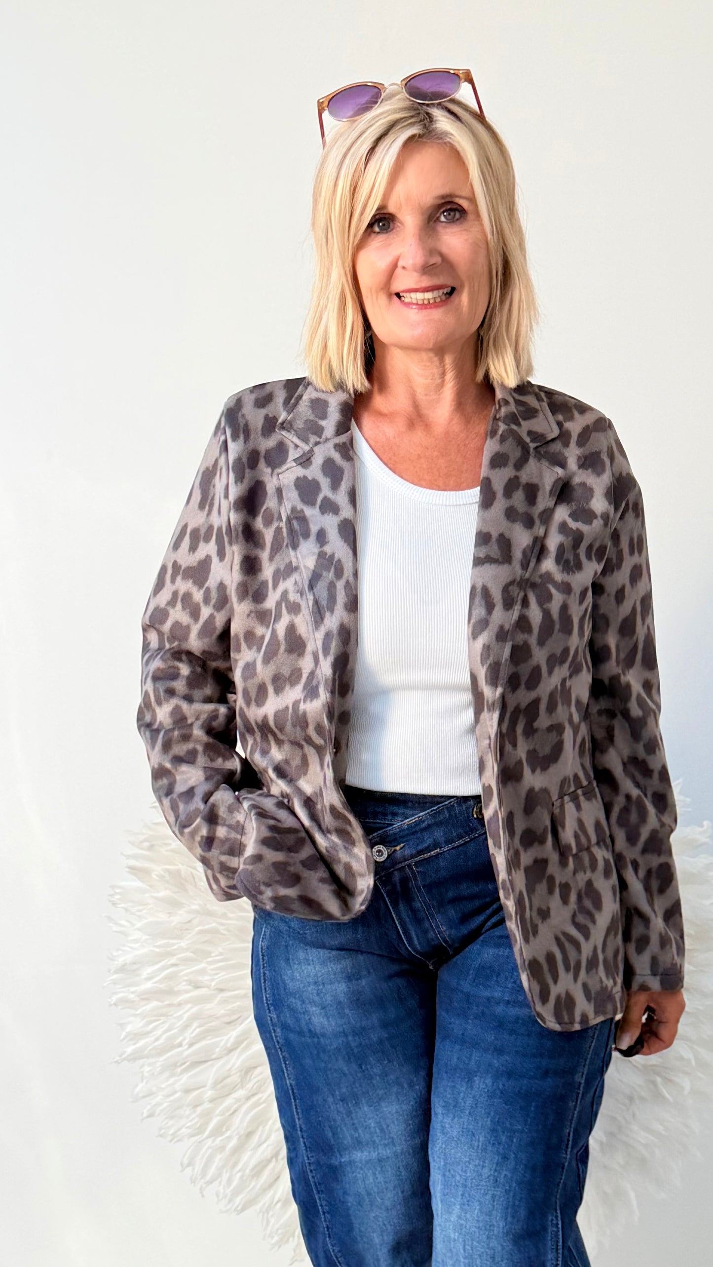 BLAZER ANIMAL PRINT " GRAU-OLIV
