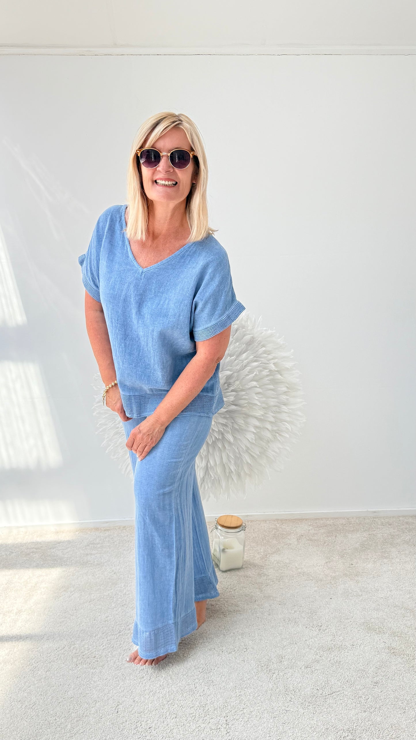 2-TEILER "BLUSE UND HOSE" BLAU